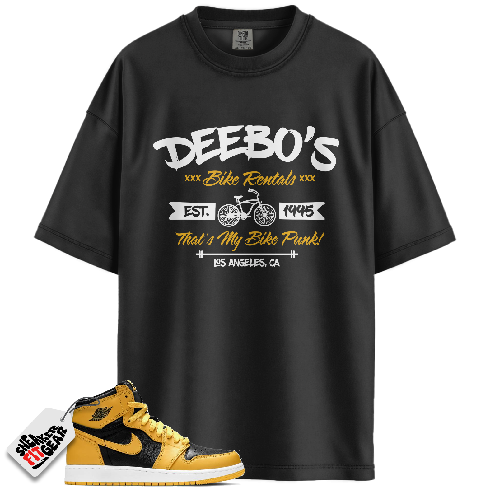 Jordan 1 Mid Yellow Ochre Match Shirts, Deebo’s Bike Shop Shirt To Match Jordan 1 Mid Yellow Ochre