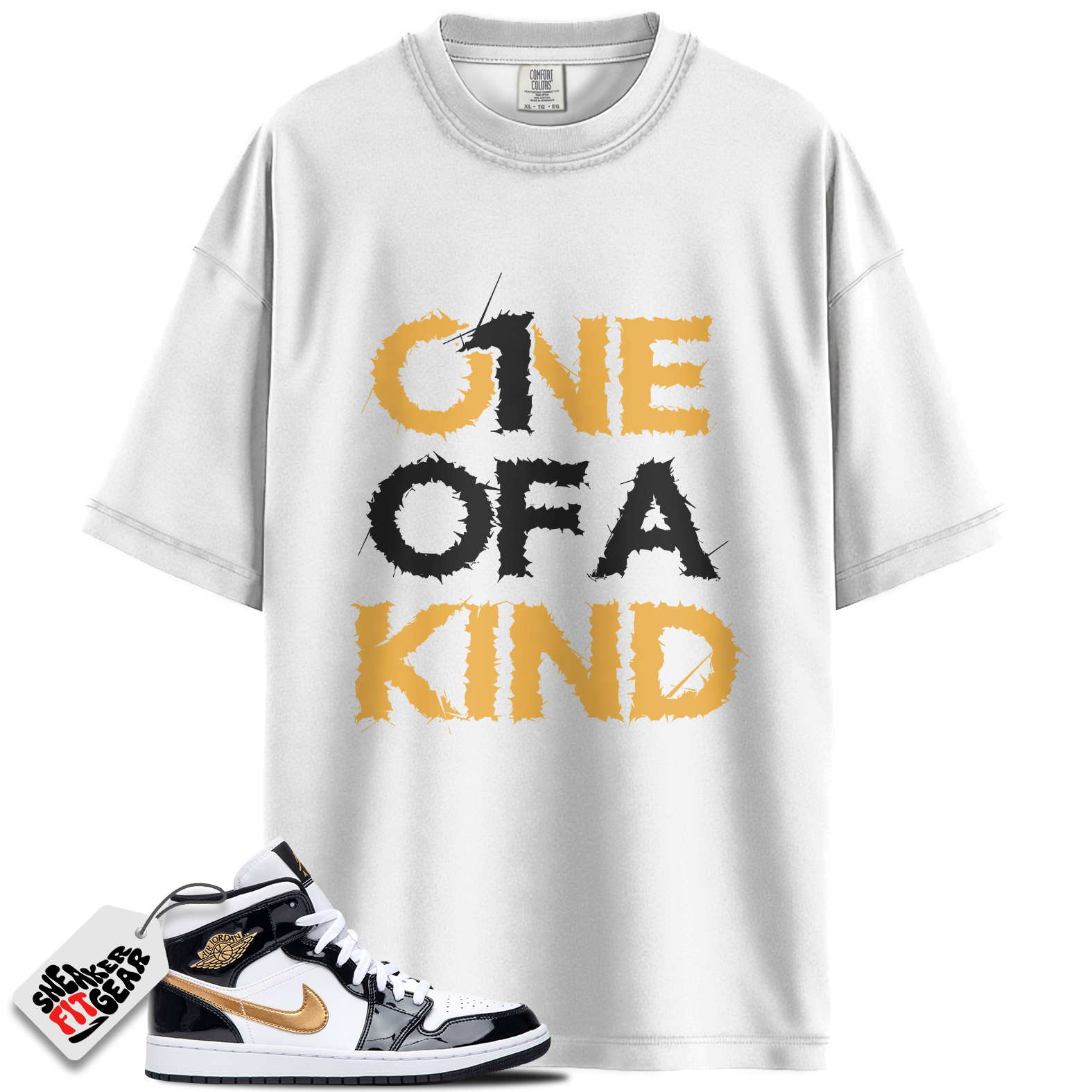 Jordan 1 Mid Patent Black White Gold Match Shirts, 1OAK Shirt To Match Jordan 1 Mid Patent Black White Gold