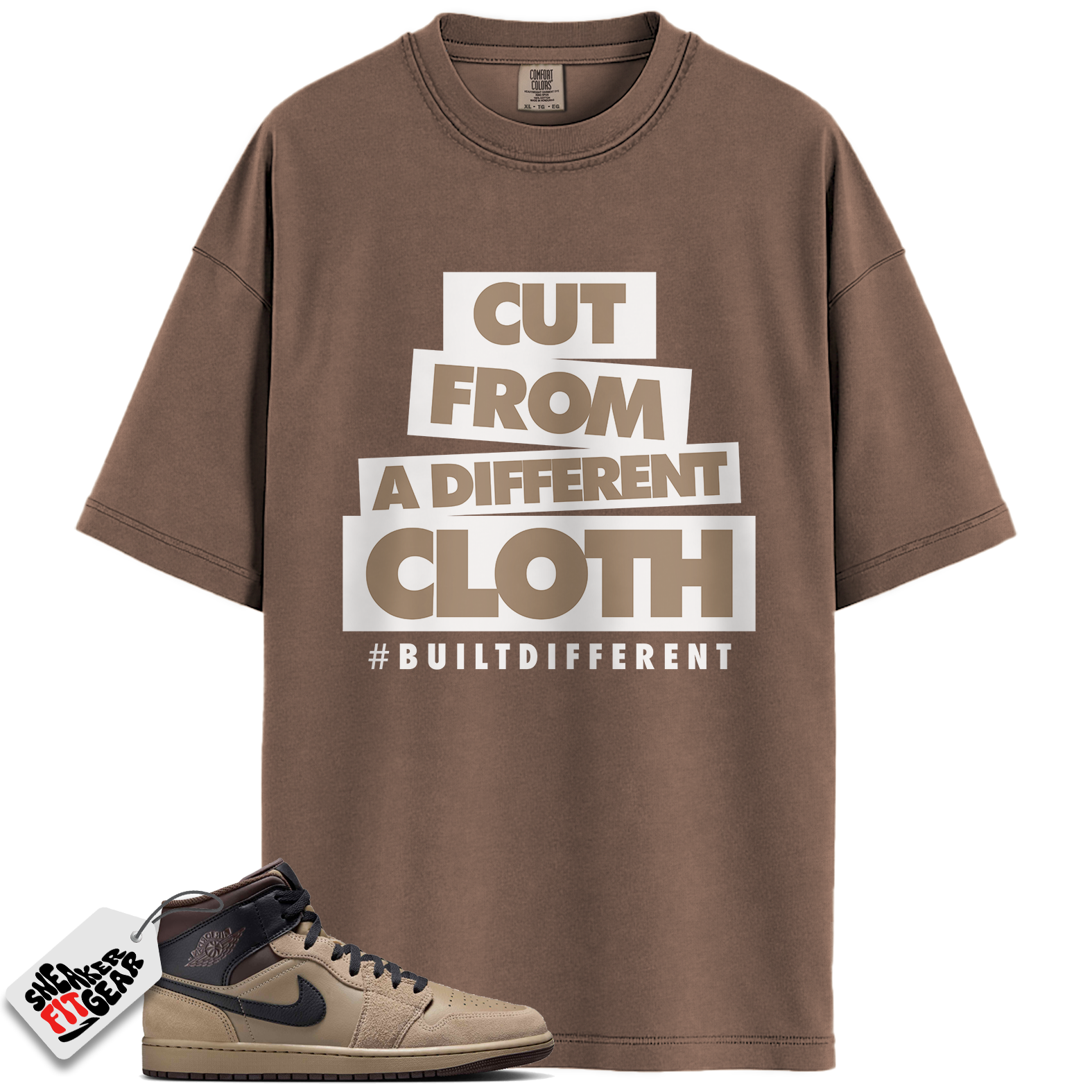Jordan 1 Mid Khaki Baroque Brown Match Shirts, Cut From A Different Cloth To Match Jordan 1 Mid Khaki Baroque Brown