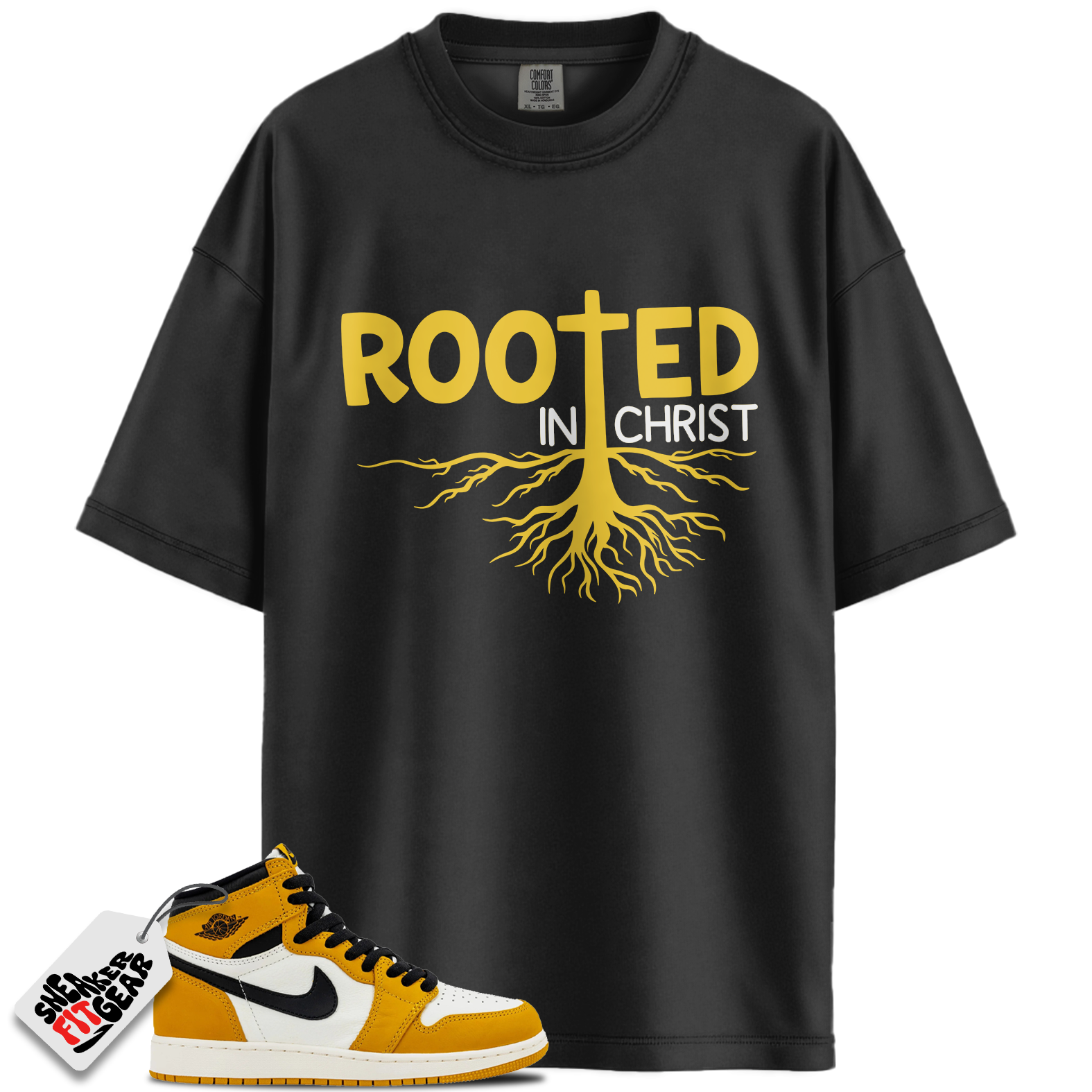 Jordan 1 Retro High OG Yellow Ochre Match Shirts, ROOTED To Match Jordan 1 Retro High OG Yellow Ochre