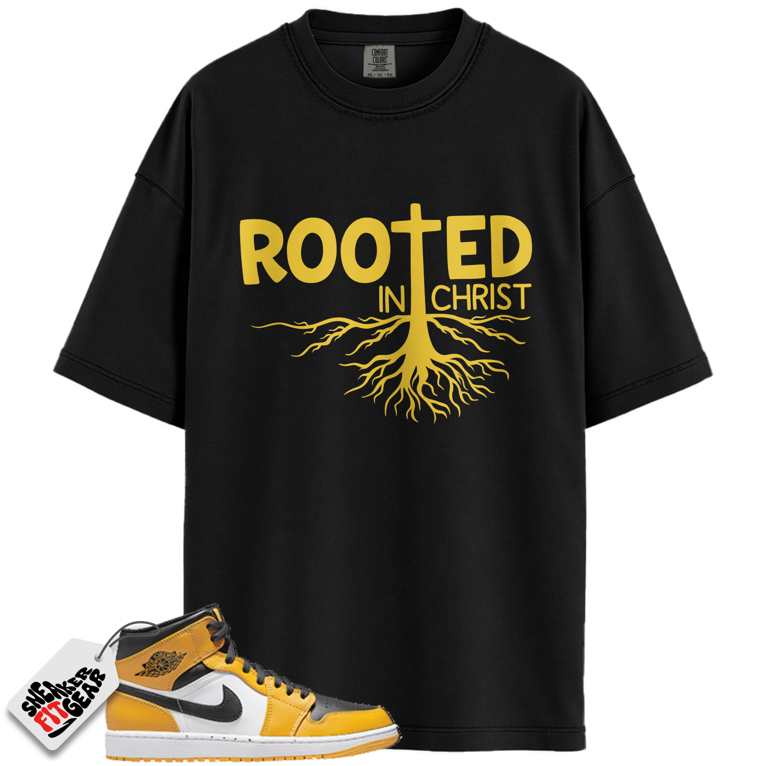 Jordan 1 Retro High OG Yellow Toe Taxi Match Shirts, ROOTED To Match  Jordan 1 Retro High OG Yellow Toe Taxi