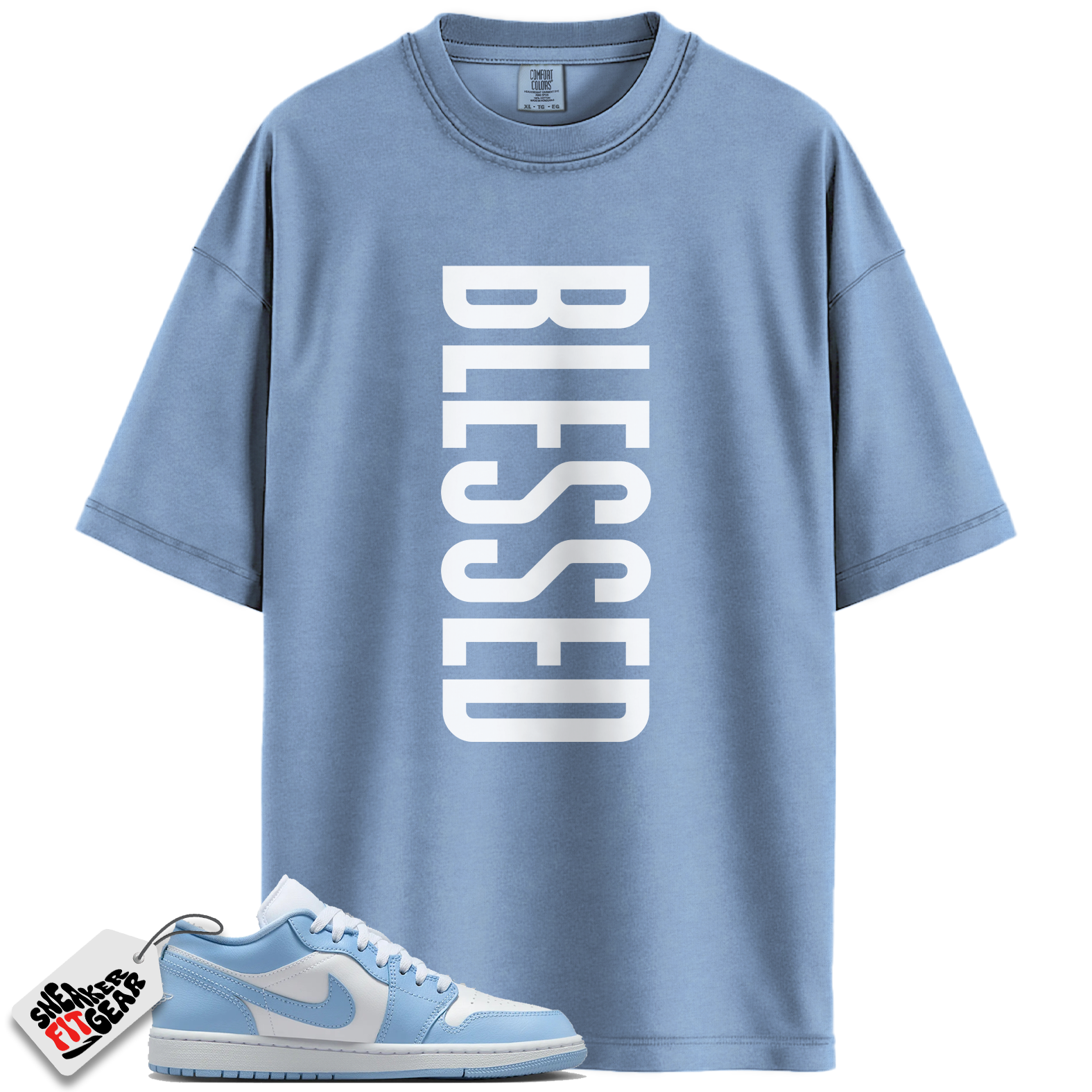 Jordan 1 Low White Aluminum Match Shirts, BLESSED To Match Jordan 1 Low White Aluminum Main image