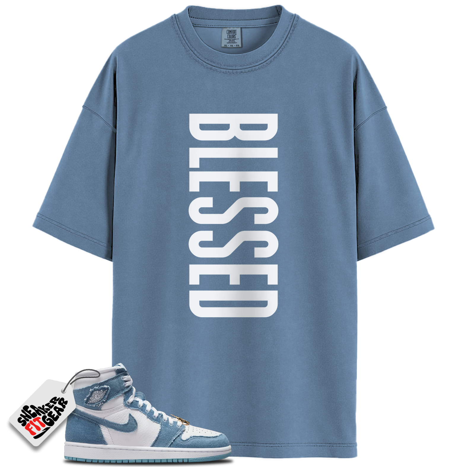 Women's 1s High OG Denim Match Shirts, BLESSED To Match Women's 1s High OG Denim Main image