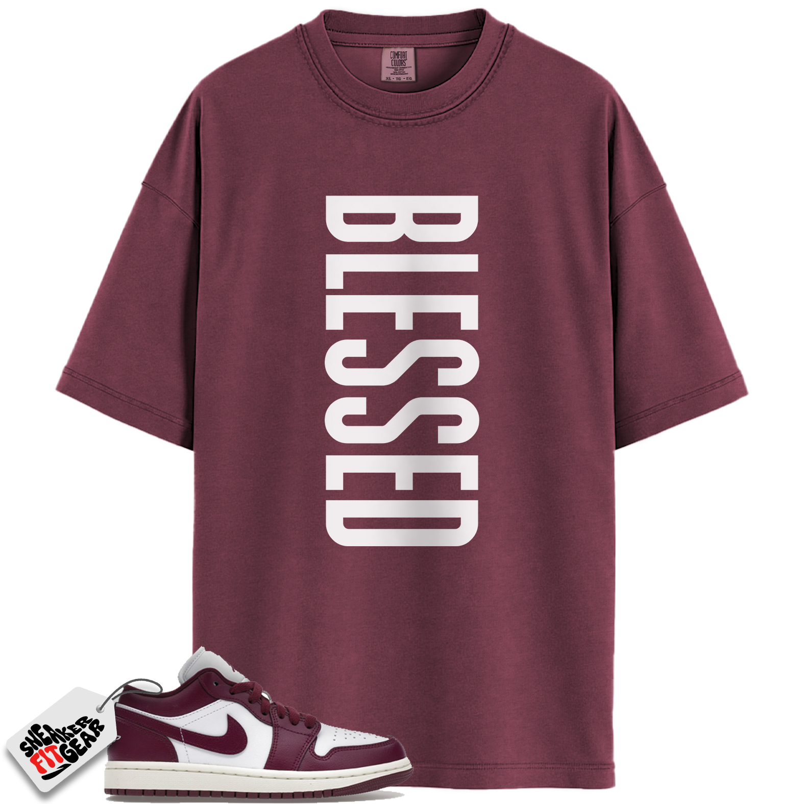 Jordan 1 Low Bordeaux Match Shirts, BLESSED To Match Jordan 1 Low Bordeaux Main image