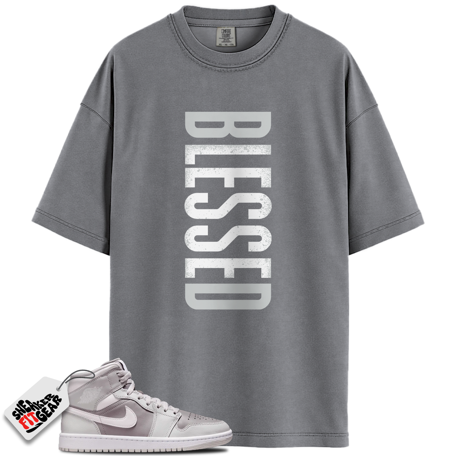 Women's Jordan 1 Mid Photon Dust Atmosphere Grey Match Shirts, VERTBLS To Match Women's Jordan 1 Mid Photon Dust Atmosphere Grey Main image