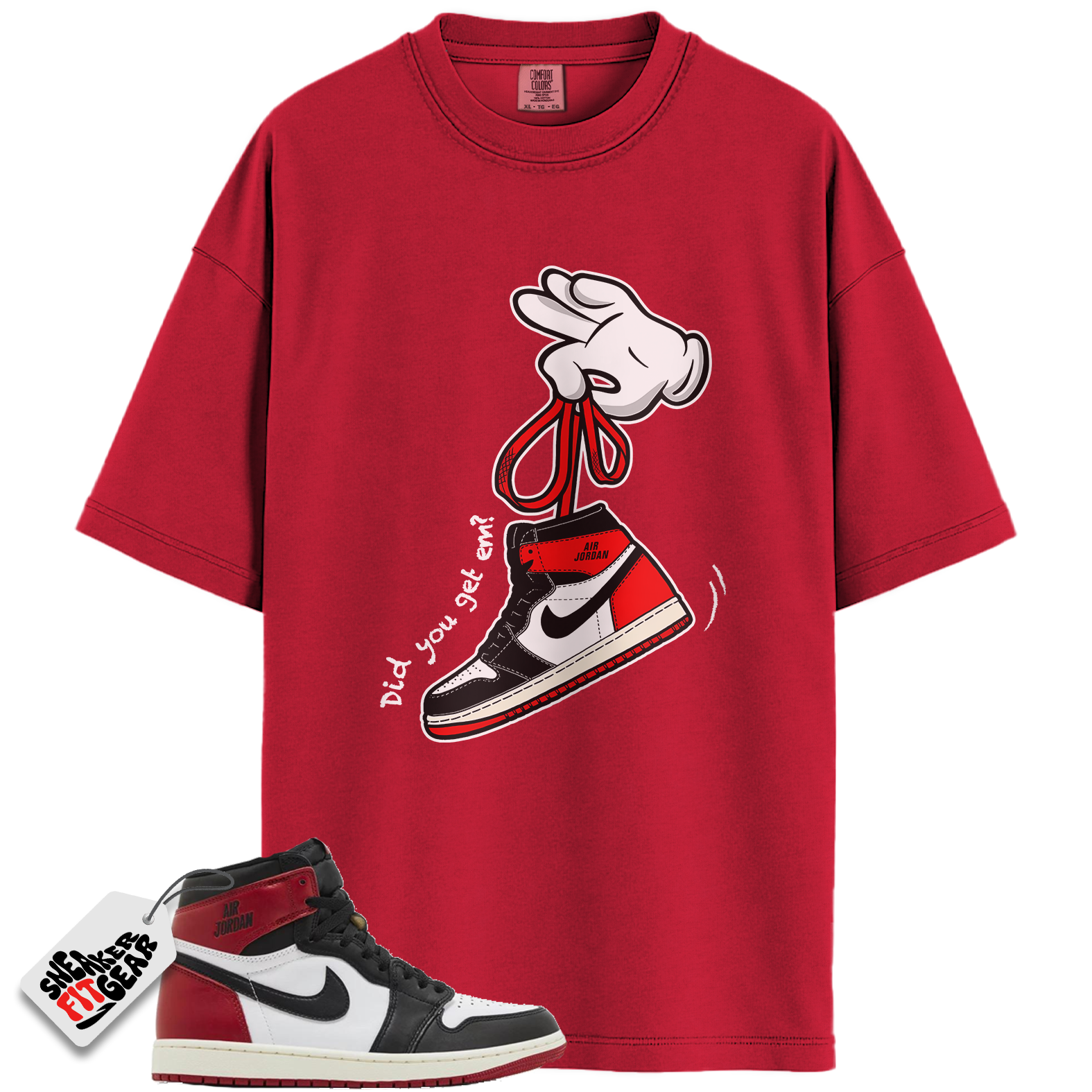 Jordan 1 Retro High OG Black Toe Reimagined Match Shirts, Cartoon Hands Sneaker Tee To Match Jordan 1 Retro High OG Black Toe Reimagined Main image