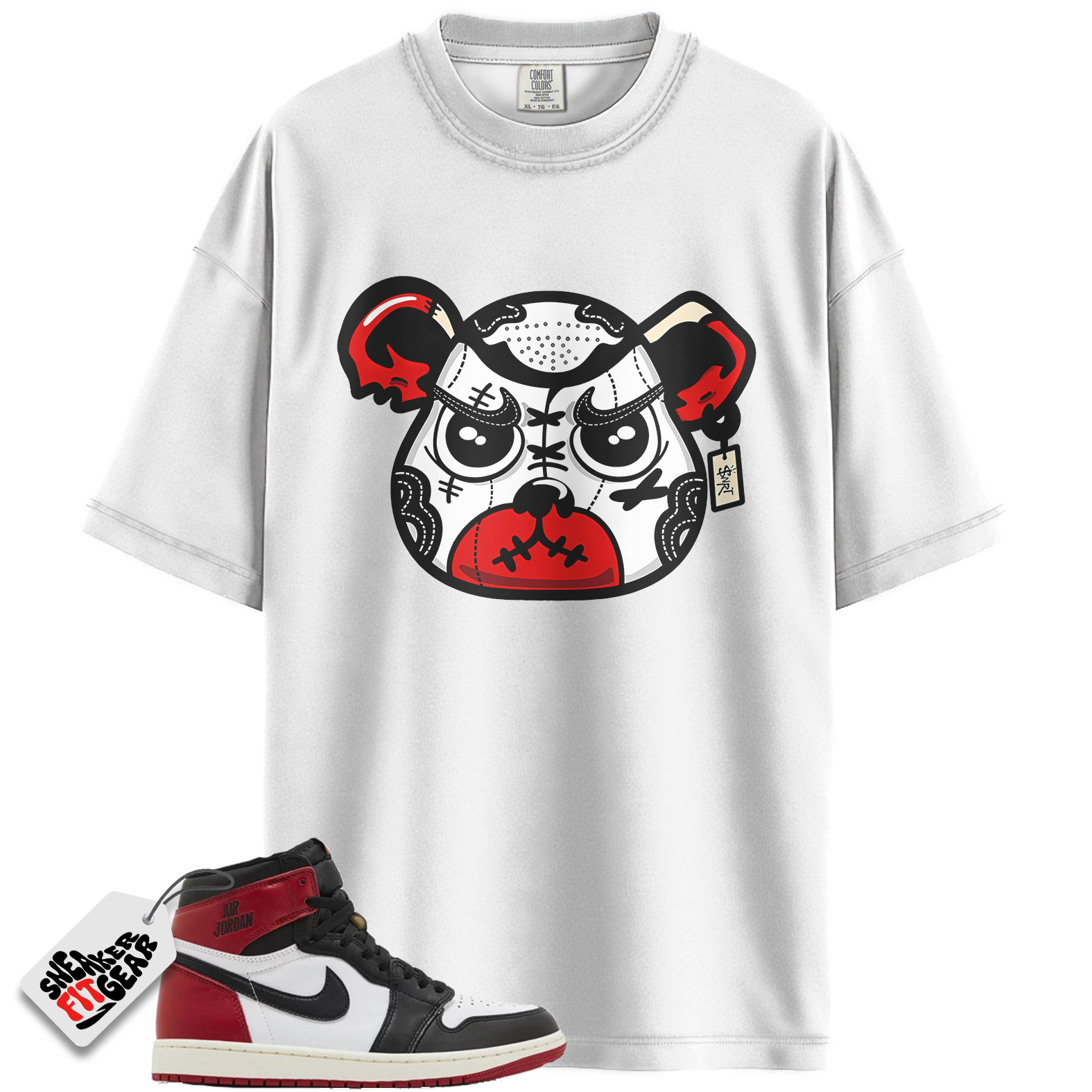 Jordan 1 Retro High OG Black Toe Reimagined Match Shirts, Sneaker Bear Face Unisex Shirts To Match Jordan 1 Retro High OG Black Toe Reimagined