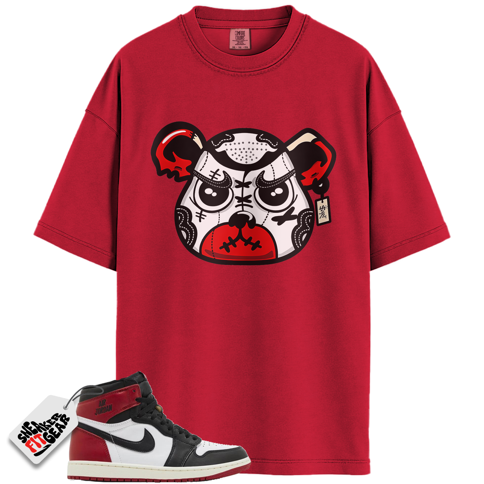 Jordan 1 Retro High OG Black Toe Reimagined Match Shirts, Sneaker Bear Face Unisex Shirts To Match Jordan 1 Retro High OG Black Toe Reimagined