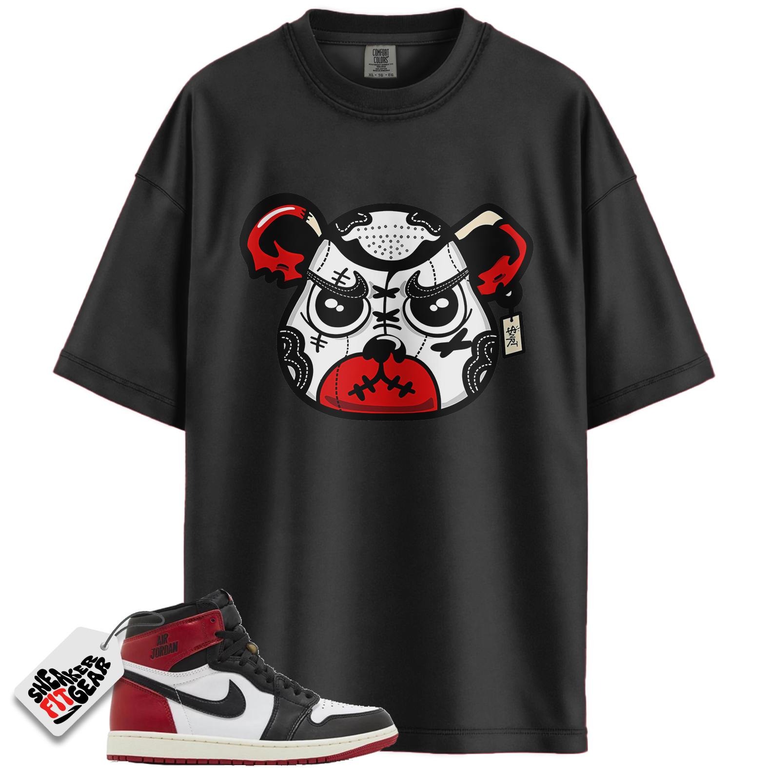 Jordan 1 Retro High OG Black Toe Reimagined Match Shirts, Sneaker Bear Face Unisex Shirts To Match Jordan 1 Retro High OG Black Toe Reimagined