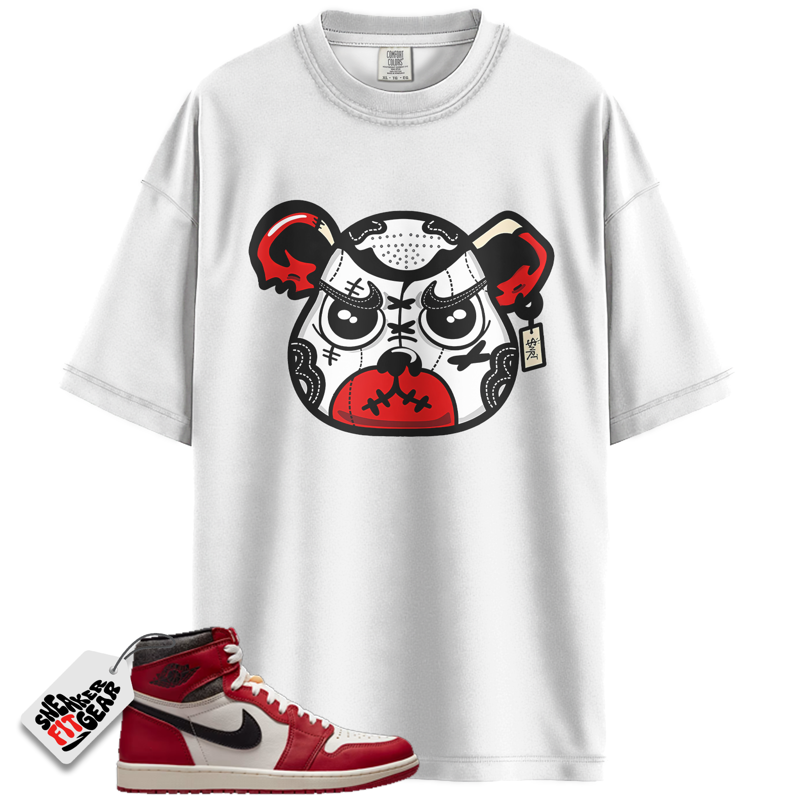 Chicago Jordan 1s Lost and Found Match Shirts, Sneaker Bear Face Unisex Shirts To Match Chicago Jordan 1s Lost and Found Main image
