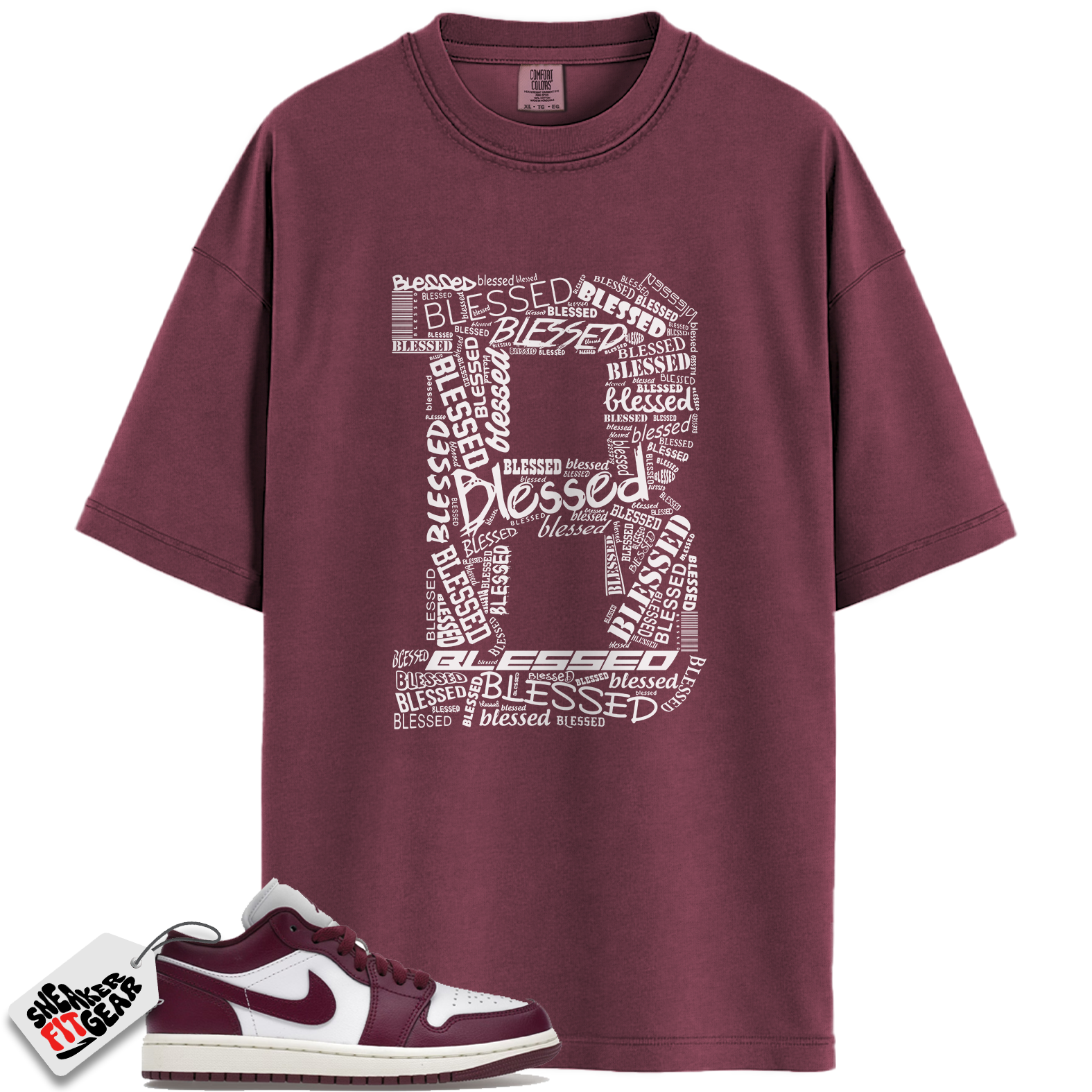 Jordan 1 Low Bordeaux Match Shirts, Blessed To Match Jordan 1 Low Bordeaux Main image