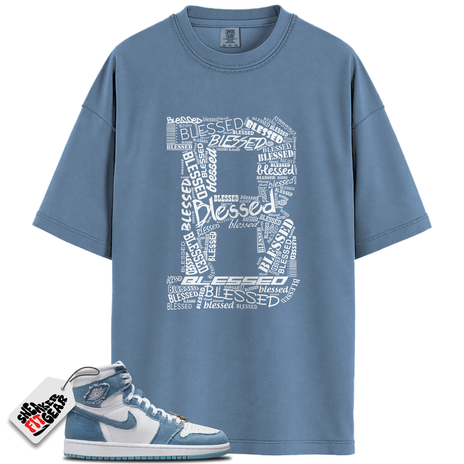 Women's 1s High OG Denim Match Shirts, Blessed To Match Women's 1s High OG Denim