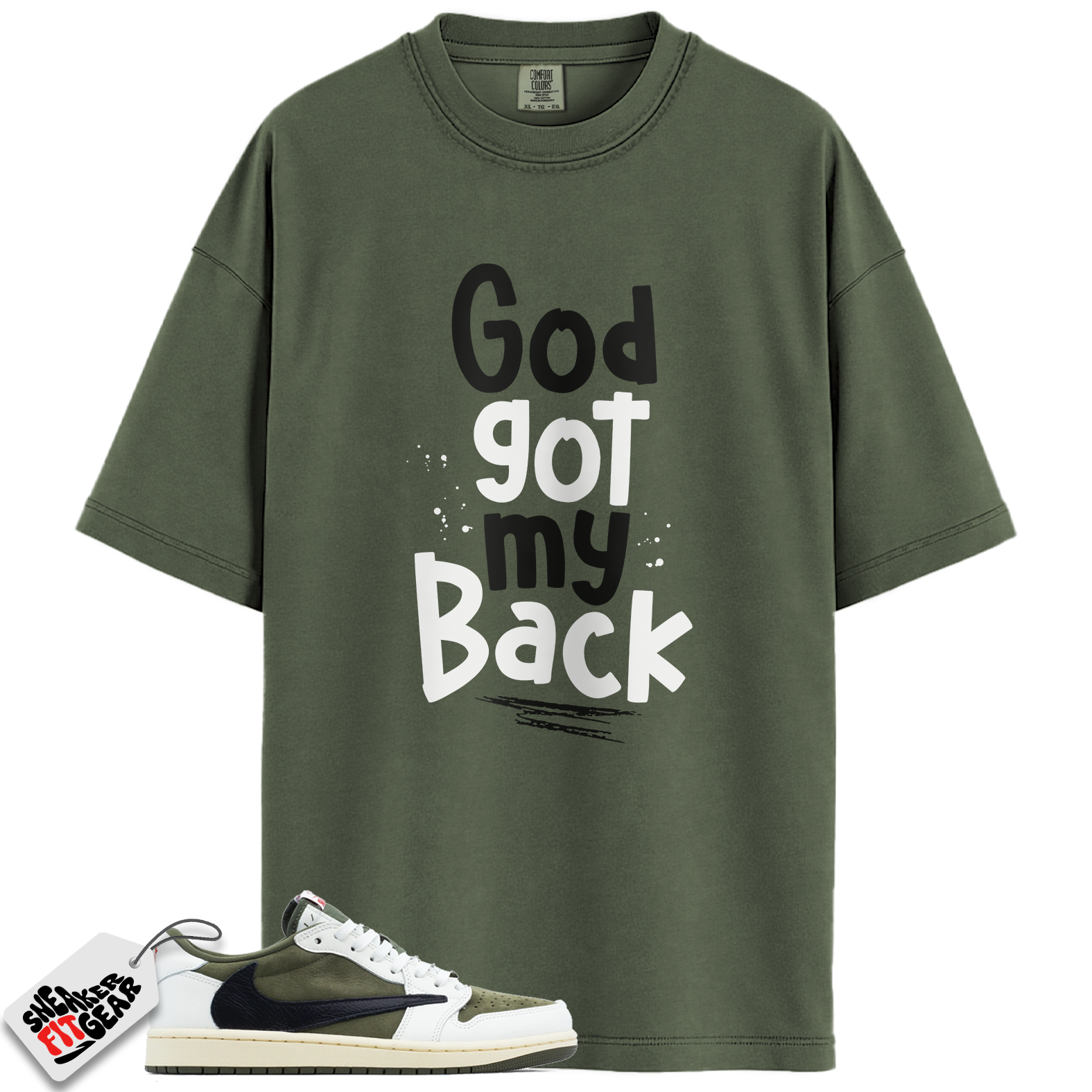 Jordan 1 Retro Low OG SP Travis Scott Medium Olive Match Shirts, God Got My Back To Match Jordan 1 Retro Low OG SP Travis Scott Medium Olive Main image