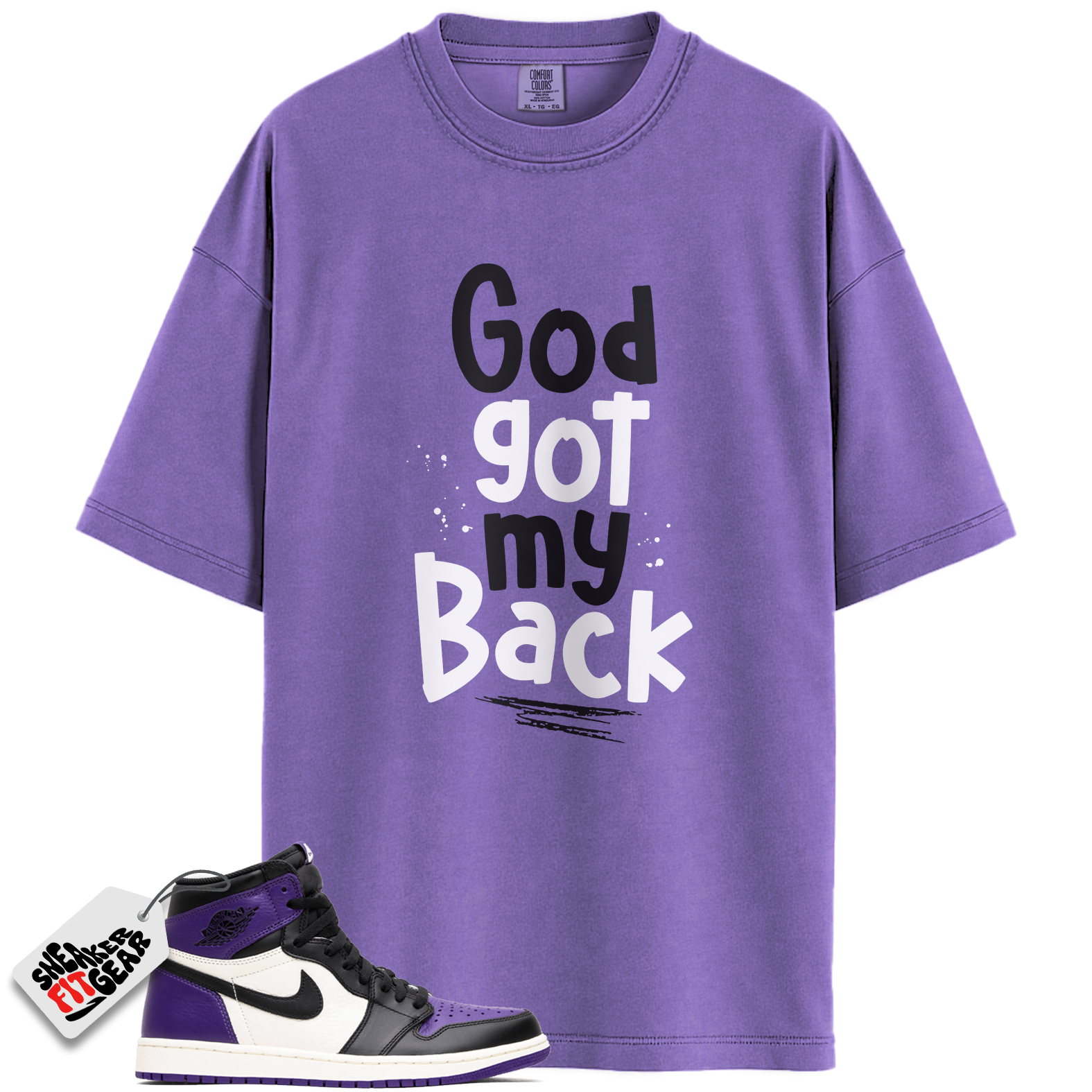 Jordan 1 Retro High Court Purple White Match Shirts, God Got My Back To Match Jordan 1 Retro High Court Purple White