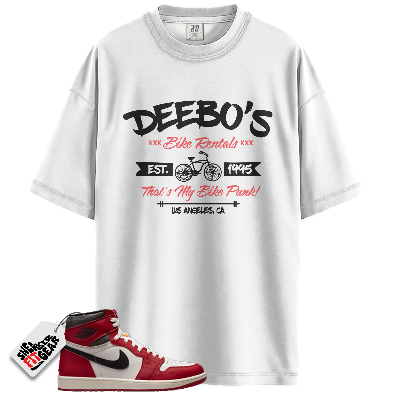 Chicago Jordan 1s Lost and Found Match Shirts, Deebo’s Bike Shop Shirt To Match Chicago Jordan 1s Lost and Found
