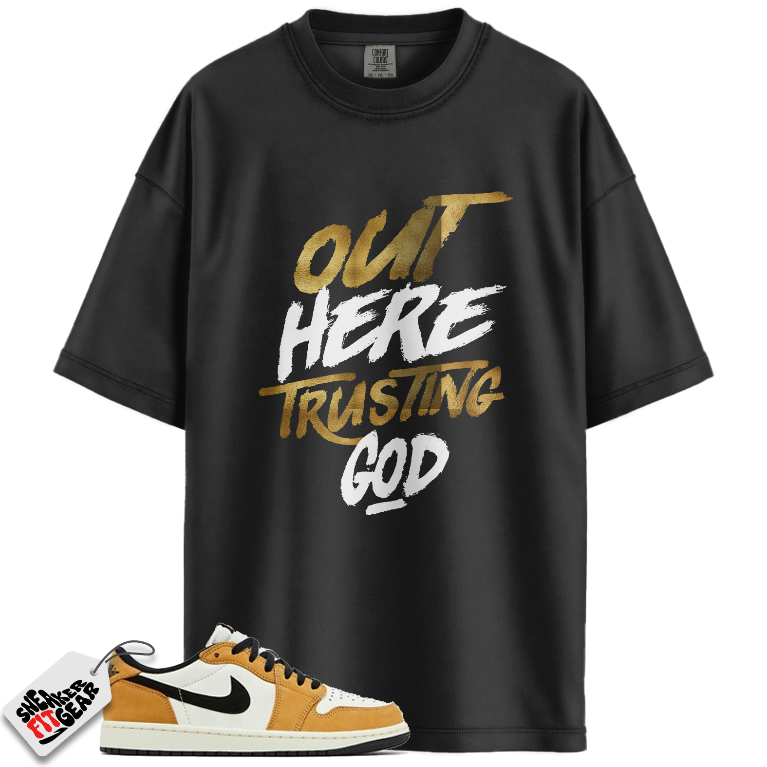 Jordan 1 Low OG Rookie of the Year Match Shirts, Out Here Trusting God Shirt To Match Jordan 1 Low OG Rookie of the Year Main image