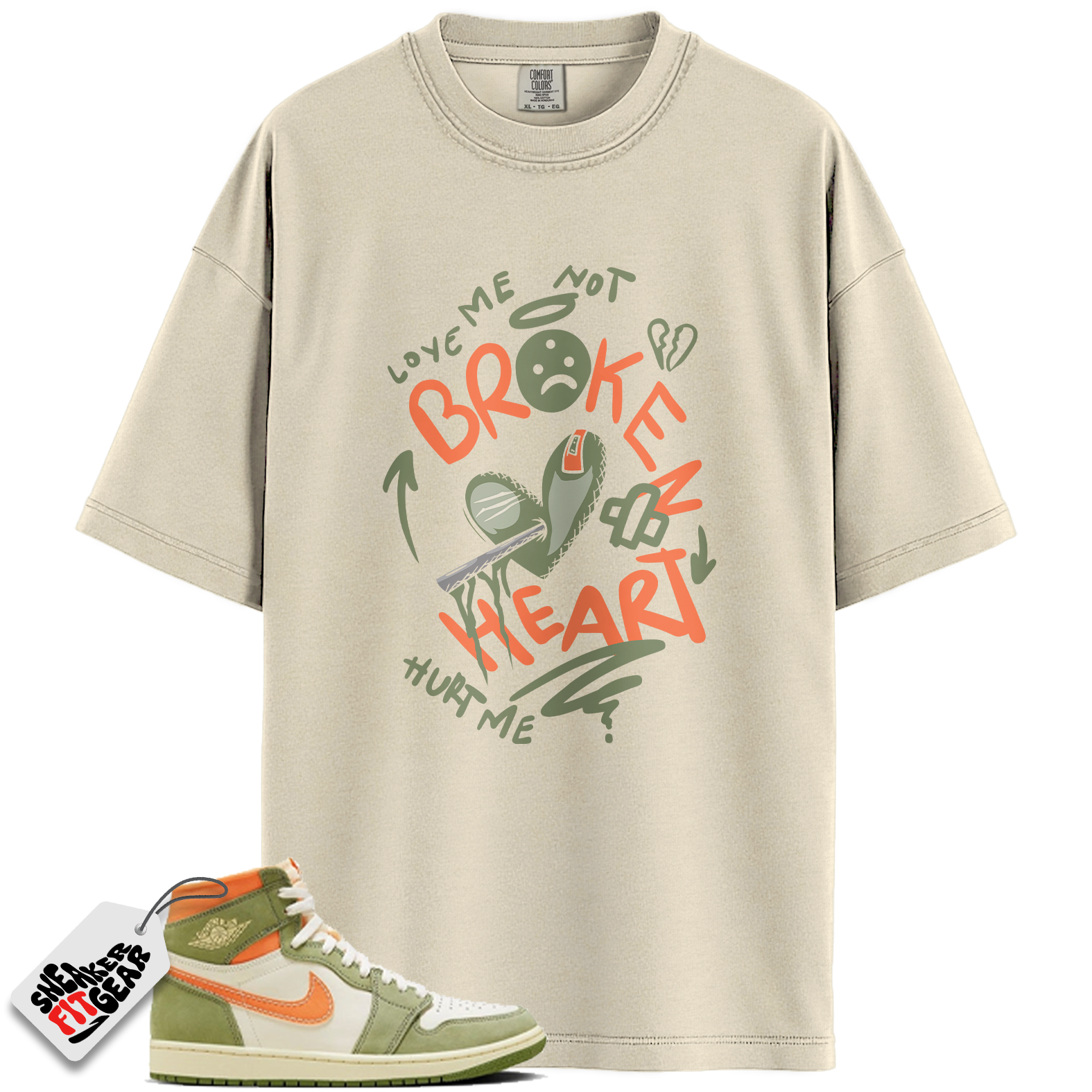 Jordan 1 High OG Craft Celadon Match Shirts, Broken Heart Shirt To Match Jordan 1 High OG Craft Celadon Main image
