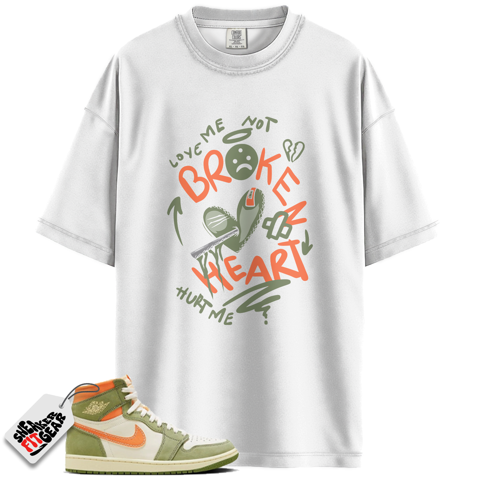 Jordan 1 High OG Craft Celadon Match Shirts, Broken Heart Shirt To Match Jordan 1 High OG Craft Celadon