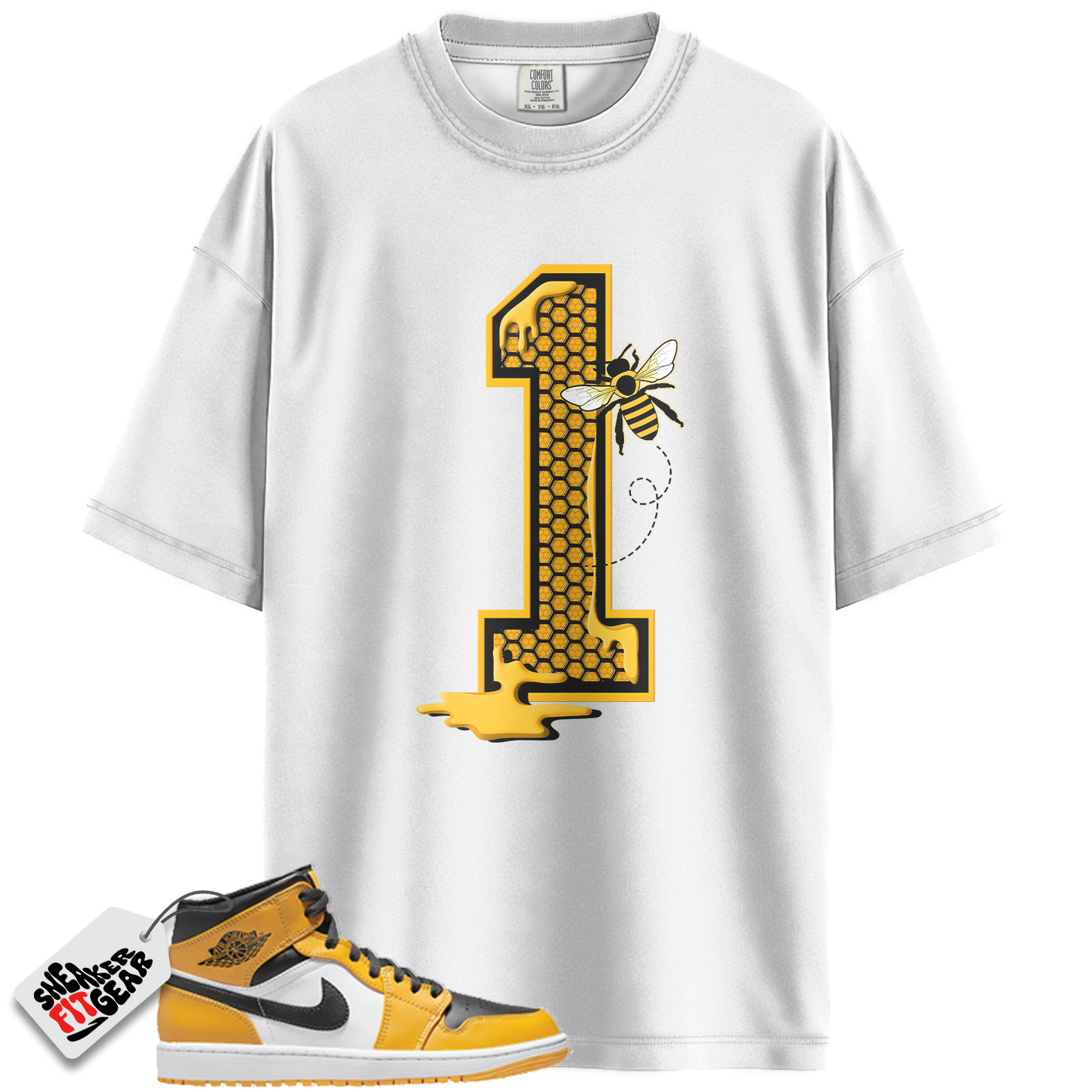 Jordan 1 Retro High OG Yellow Toe Taxi Match Shirts, Bees Number 1 Unisex Crew Neck T-Shirt To Match  Jordan 1 Retro High OG Yellow Toe Taxi