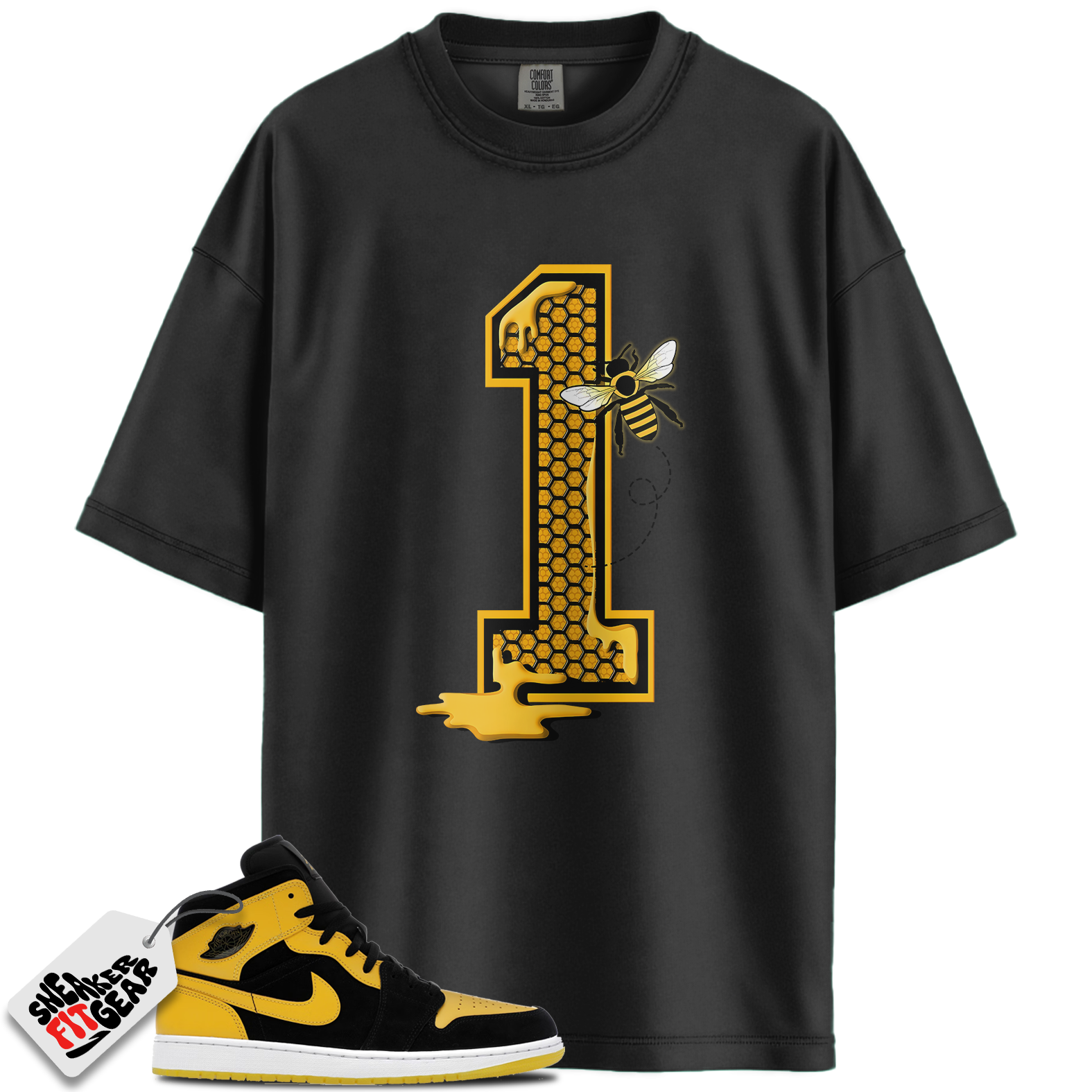 Jordan 1 Mid New Love (2025) Match Shirts, Bees Number 1 Unisex Crew Neck T-Shirt To Match Jordan 1 Mid New Love (2025) Main image