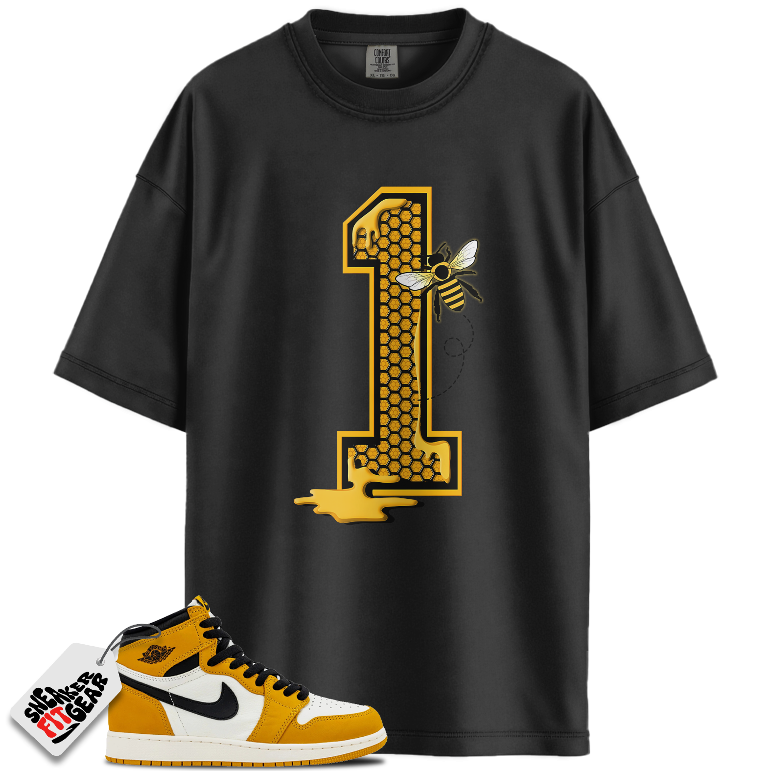 Jordan 1 Retro High OG Yellow Ochre Match Shirts, Bees Number 1 Unisex Crew Neck T-Shirt To Match Jordan 1 Retro High OG Yellow Ochre