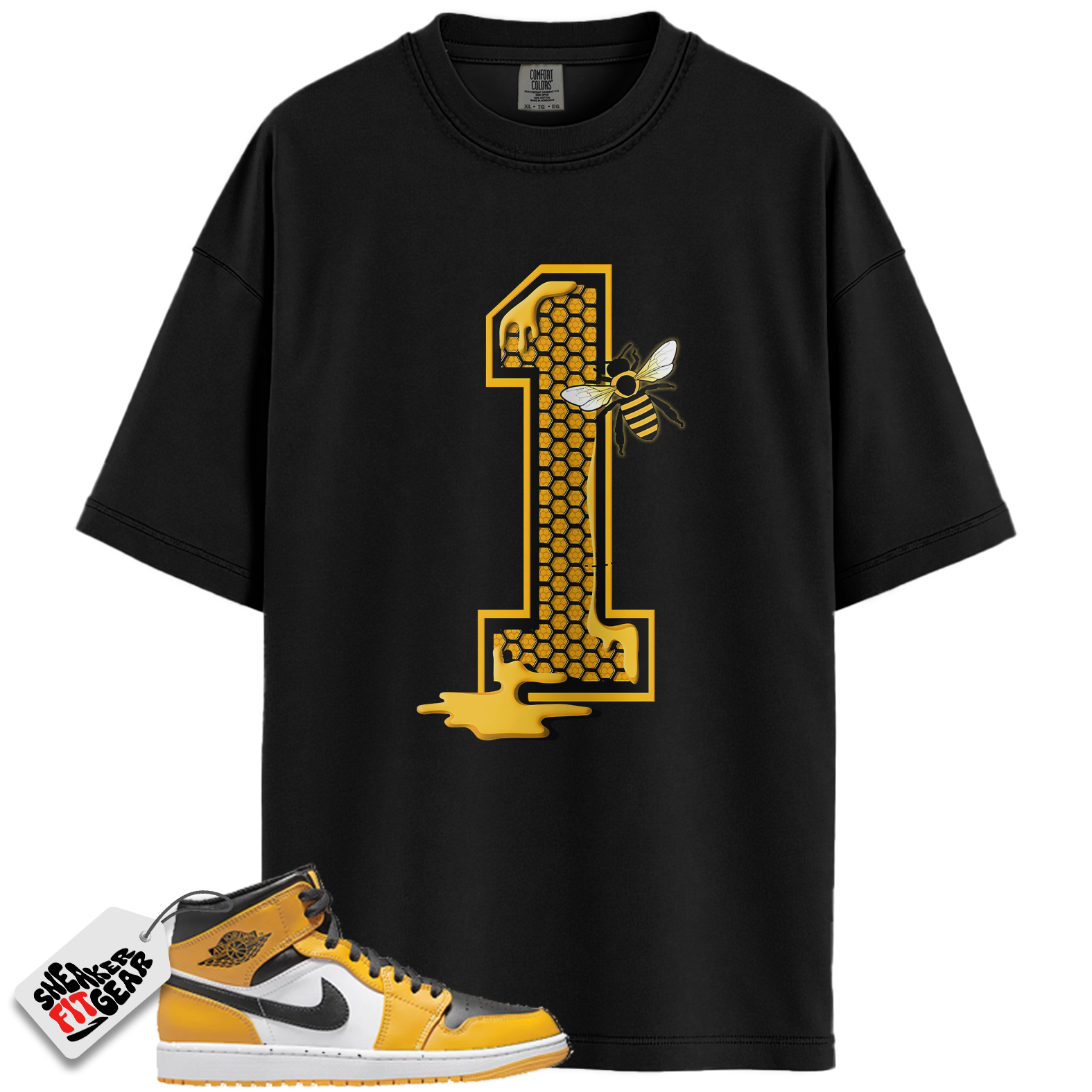 Jordan 1 Retro High OG Yellow Toe Taxi Match Shirts, Bees Number 1 Unisex Crew Neck T-Shirt To Match  Jordan 1 Retro High OG Yellow Toe Taxi