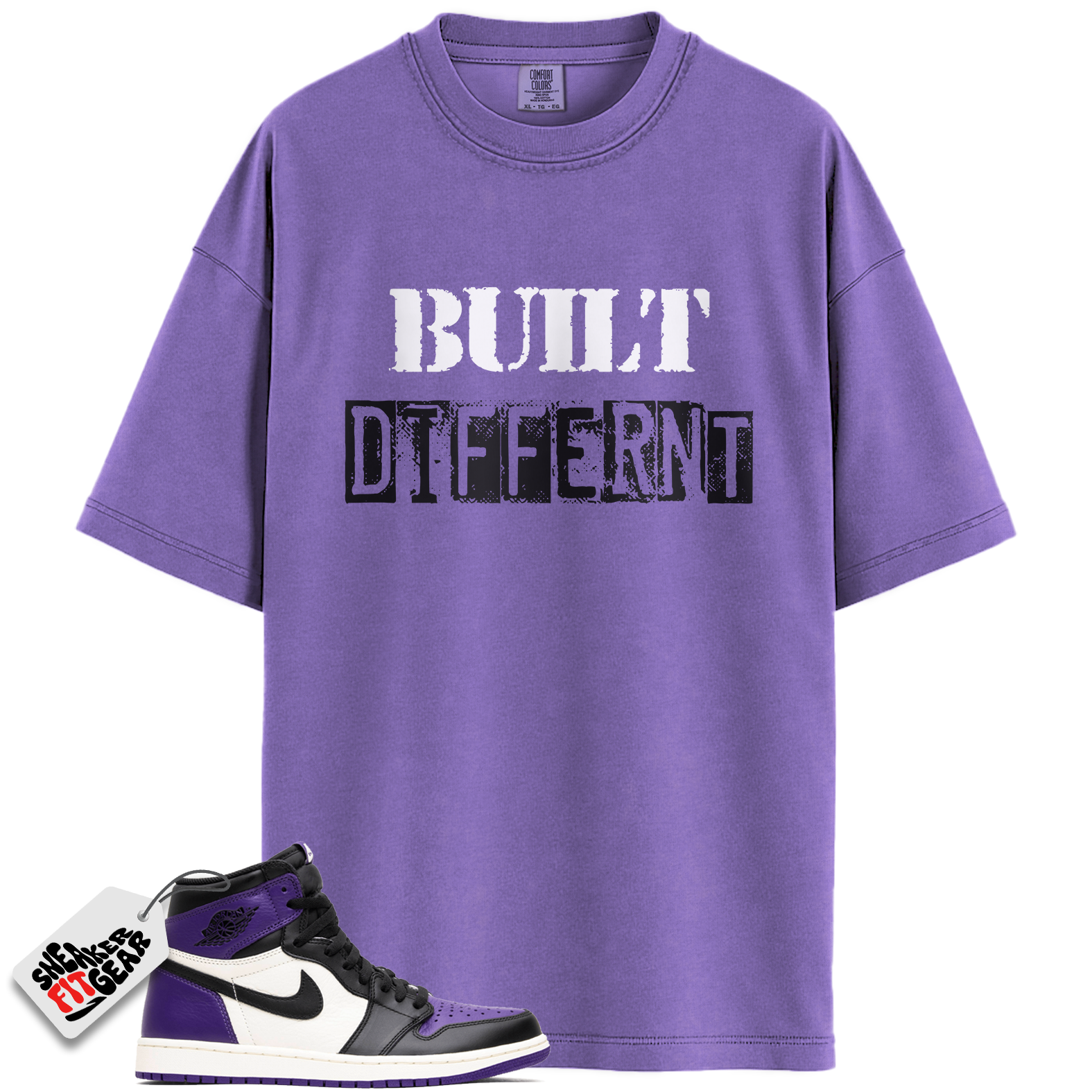 Jordan 1 Retro High Court Purple White Match Shirts, Built Different Shirt To Match Jordan 1 Retro High Court Purple White Main image