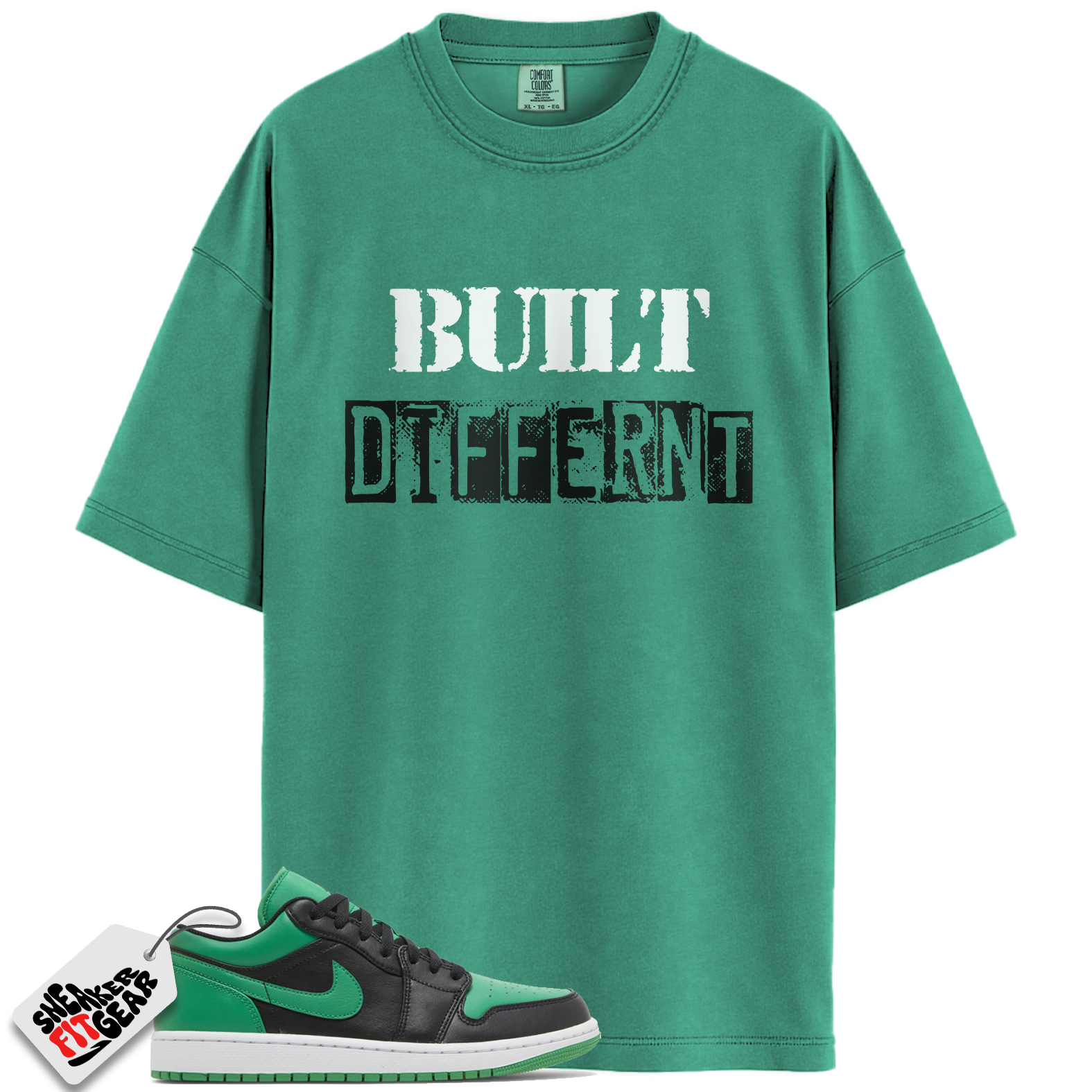 Jordan 1 Low Lucky Green Match Shirts, Built Different Shirt To Match Jordan 1 Low Lucky Green