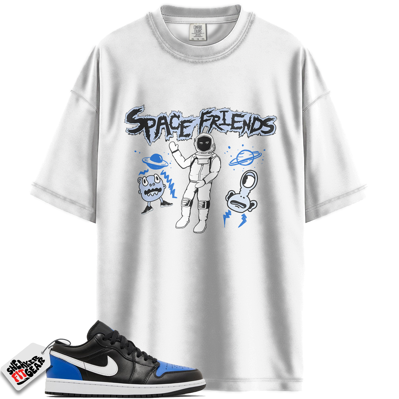 Jordan 1 Low Black Royal Toe Match Shirts, Space Friends To Match Jordan 1 Low Black Royal Toe Main image