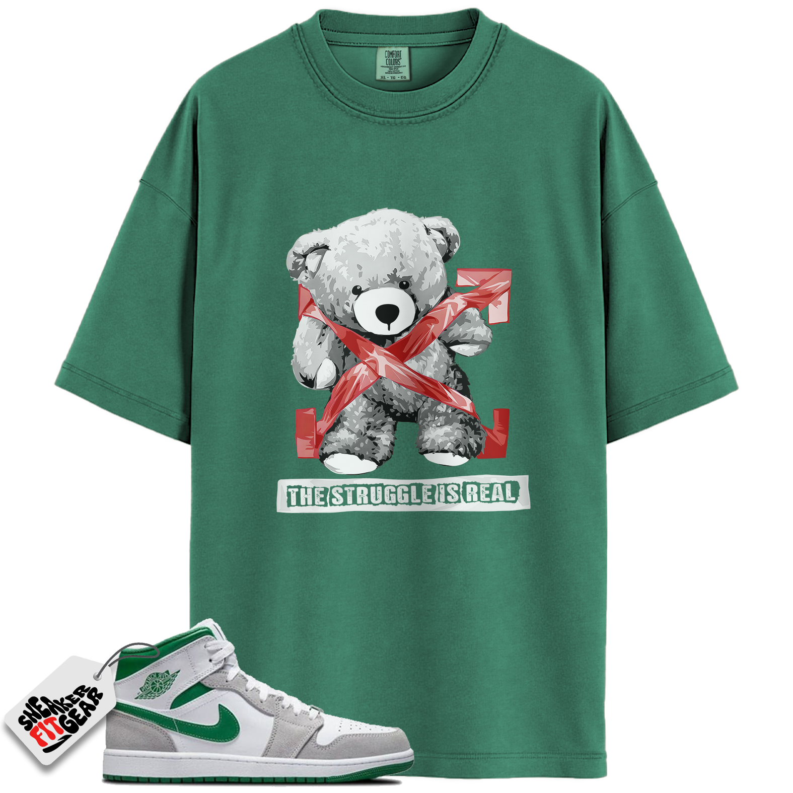 Jordan 1 Mid SE Grey Green Match Shirts, The Stuggle is Real T-Shirt To Match Jordan 1 Mid SE Grey Green