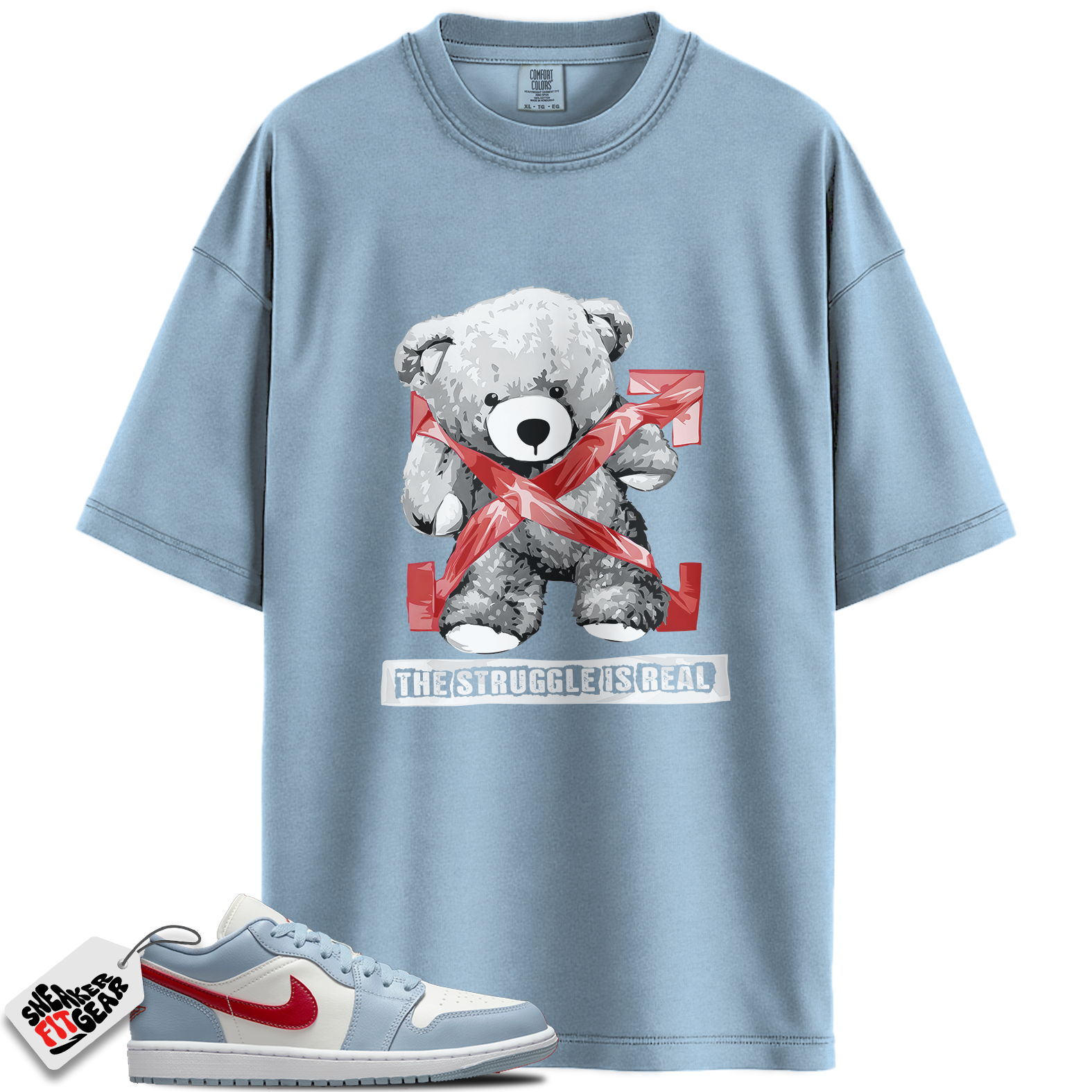 Jordan 1 Low Blue Whisper Dune Red Match Shirts, The Stuggle is Real T-Shirt To Match Jordan 1 Low Blue Whisper Dune Red