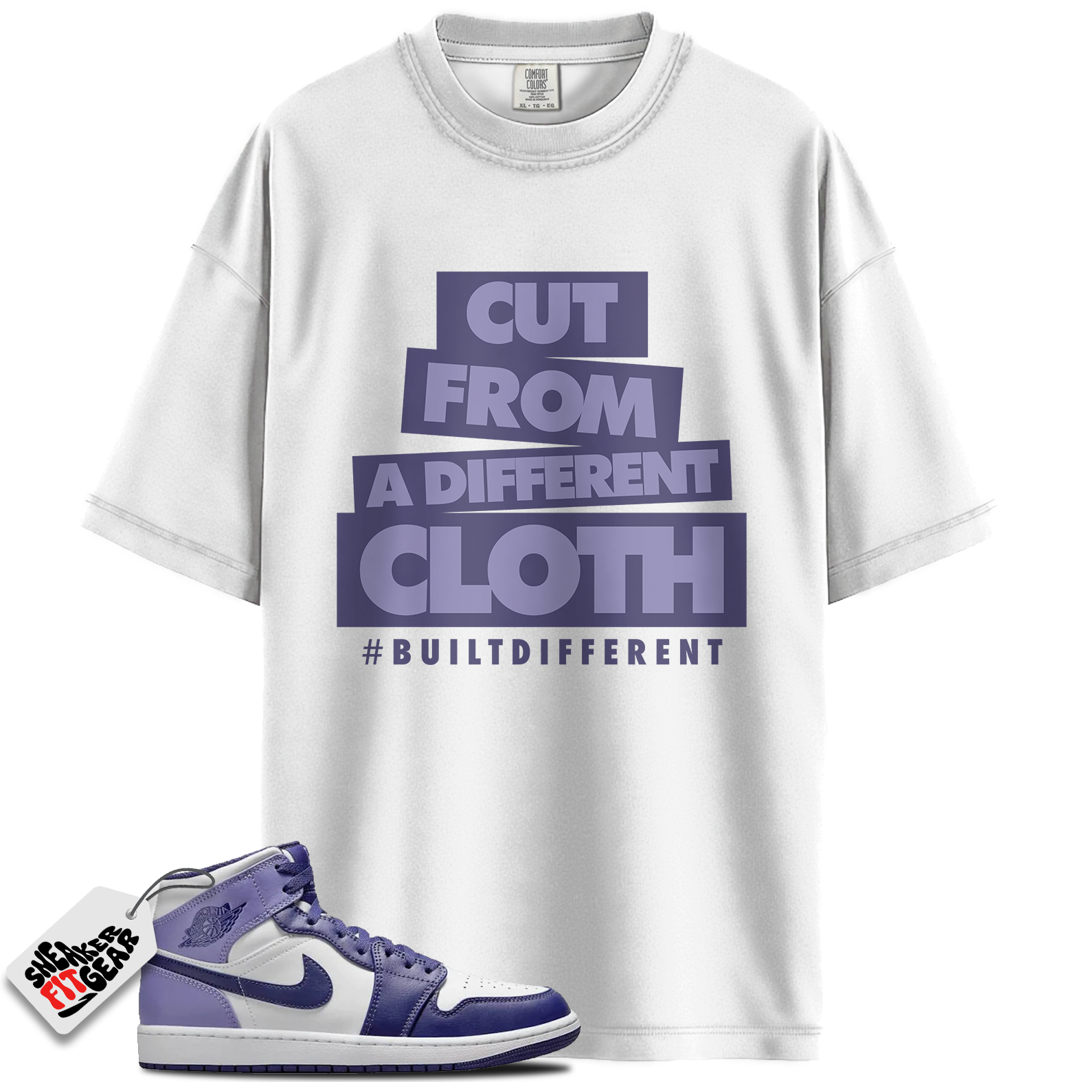 Jordan 1 Mid Sky J Light Purple Blueberry White Match Shirts, Cut From A Different Cloth To Match Jordan 1 Mid Sky J Light Purple Blueberry White Main image