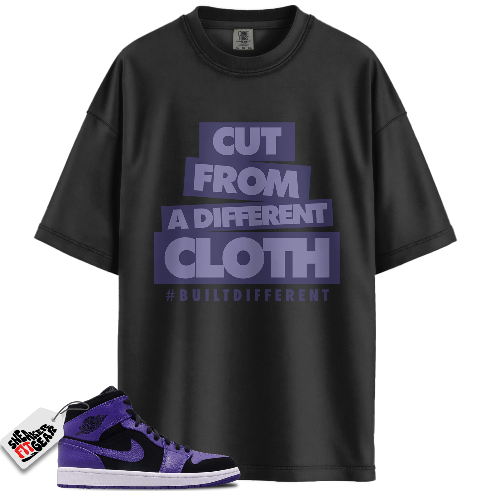 Jordan 1 Mid Purple Black Match Shirts, Cut From A Different Cloth To Match Jordan 1 Mid Purple Black