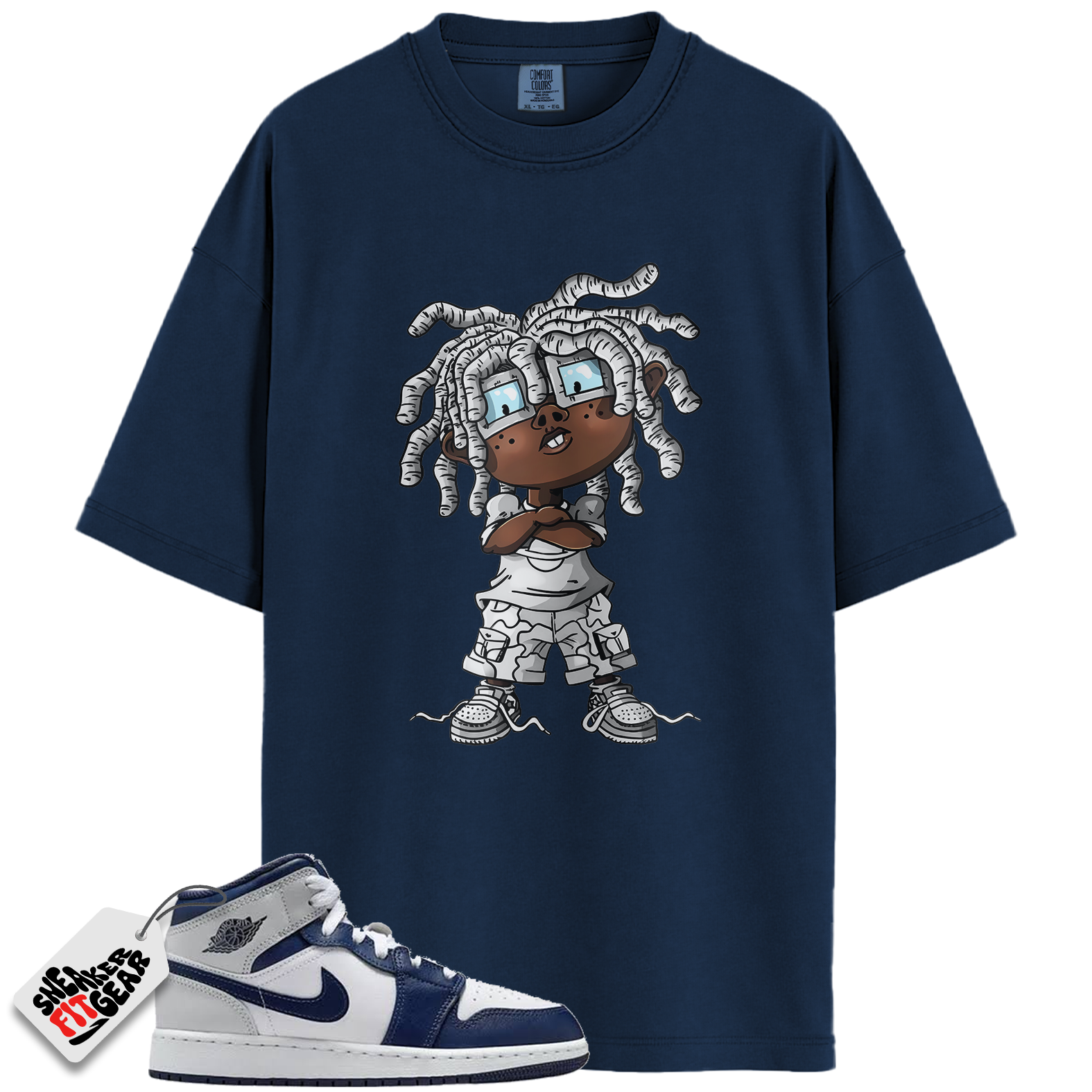 Jordan 1 Mid GS Light Smoke Grey Obsidian Match Shirts, CHONGO To Match Jordan 1 Mid GS Light Smoke Grey Obsidian Main image