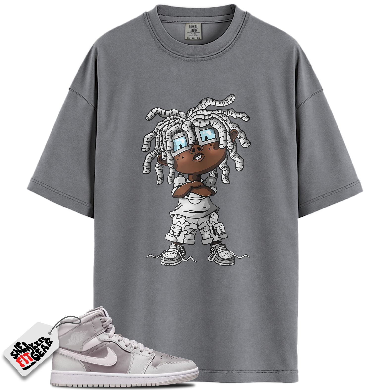 Women's Jordan 1 Mid Photon Dust Atmosphere Grey Match Shirts, CHONGO To Match Women's Jordan 1 Mid Photon Dust Atmosphere Grey