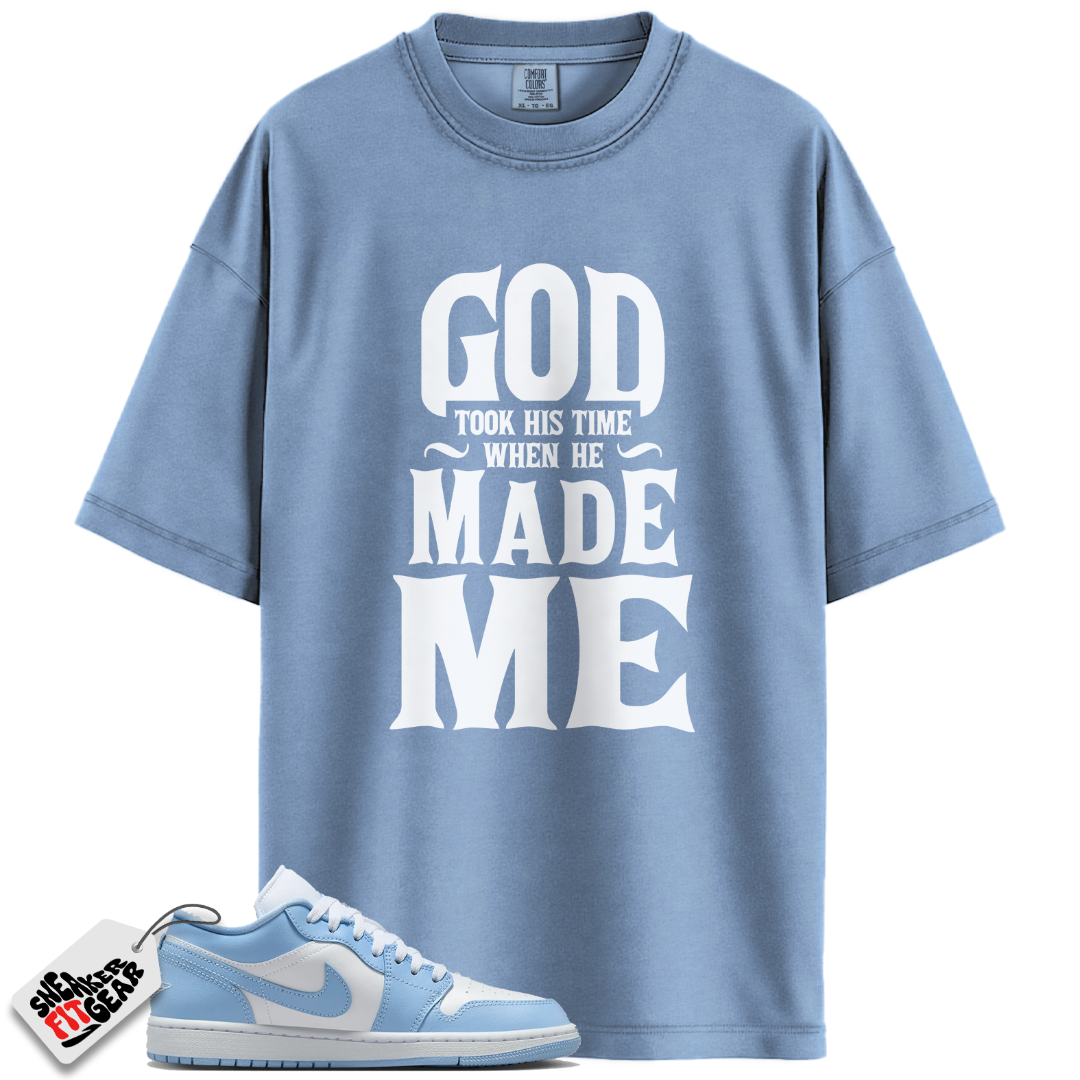 Jordan 1 Low White Aluminum Match Shirts, God Took His Time To Match Jordan 1 Low White Aluminum Main image