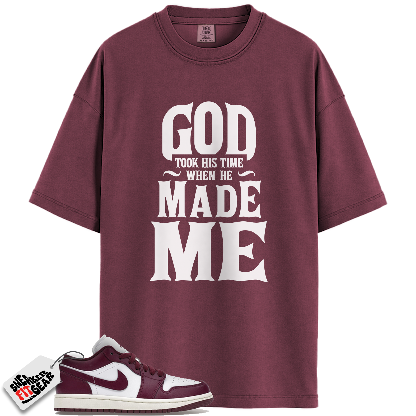 Jordan 1 Low Bordeaux Match Shirts, God Took His Time To Match Jordan 1 Low Bordeaux