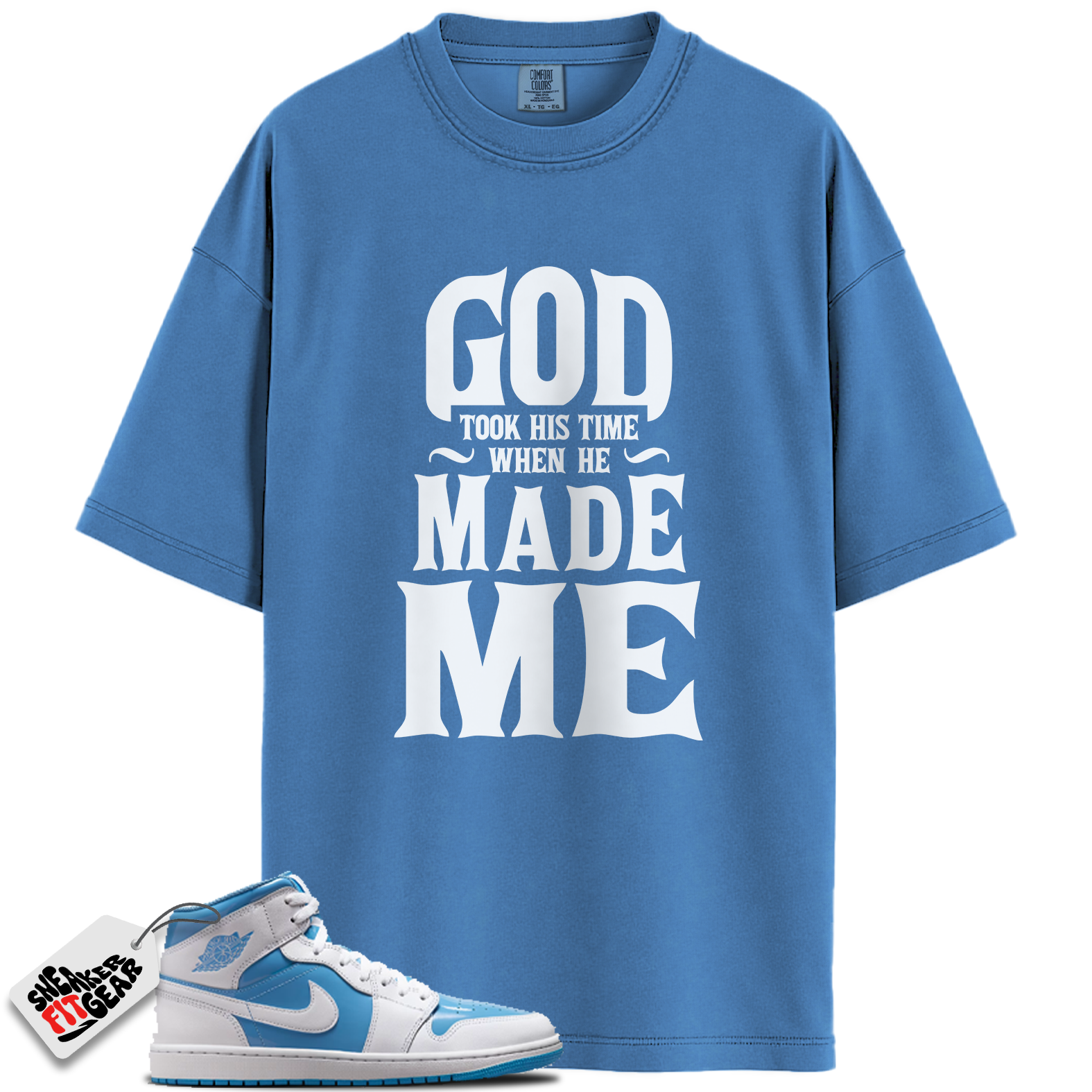 Jordan 1 Mid Legend Blue Match Shirts, God Took His Time To Match Jordan 1 Mid Legend Blue