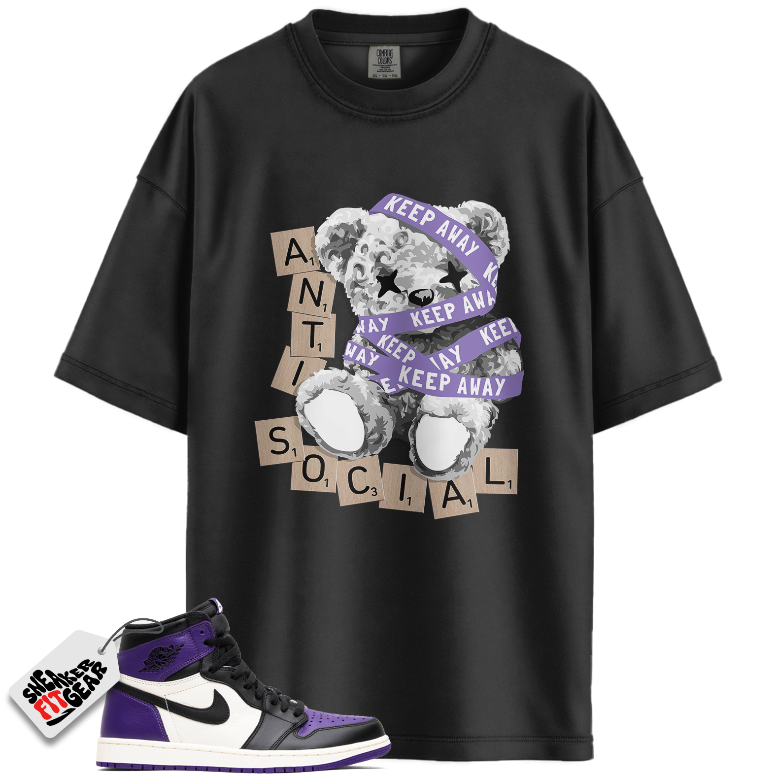 Jordan 1 Retro High Court Purple White Match Shirts, Anti Social To Match Jordan 1 Retro High Court Purple White Main image