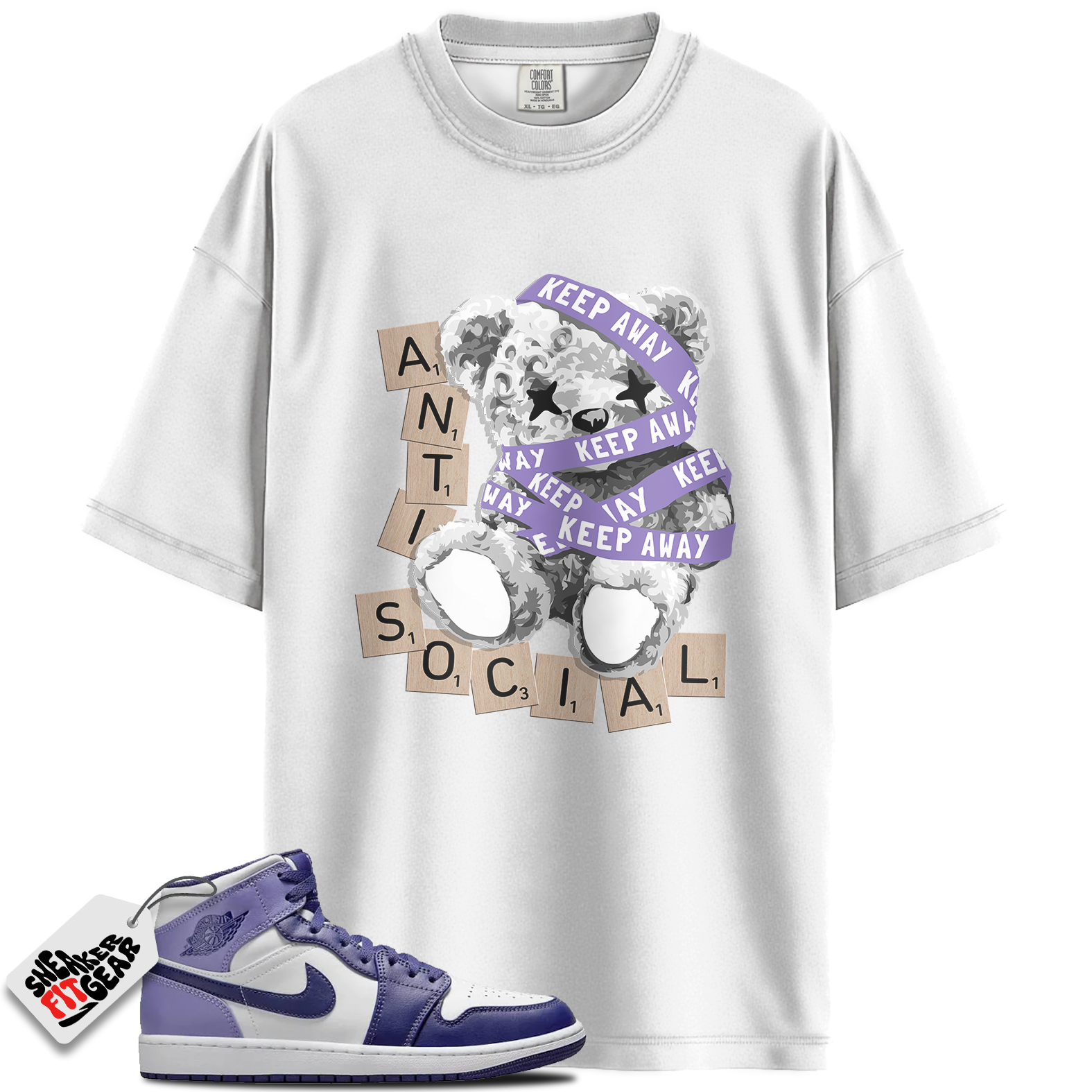 Jordan 1 Mid Sky J Light Purple Blueberry White Match Shirts, Anti Social To Match Jordan 1 Mid Sky J Light Purple Blueberry White