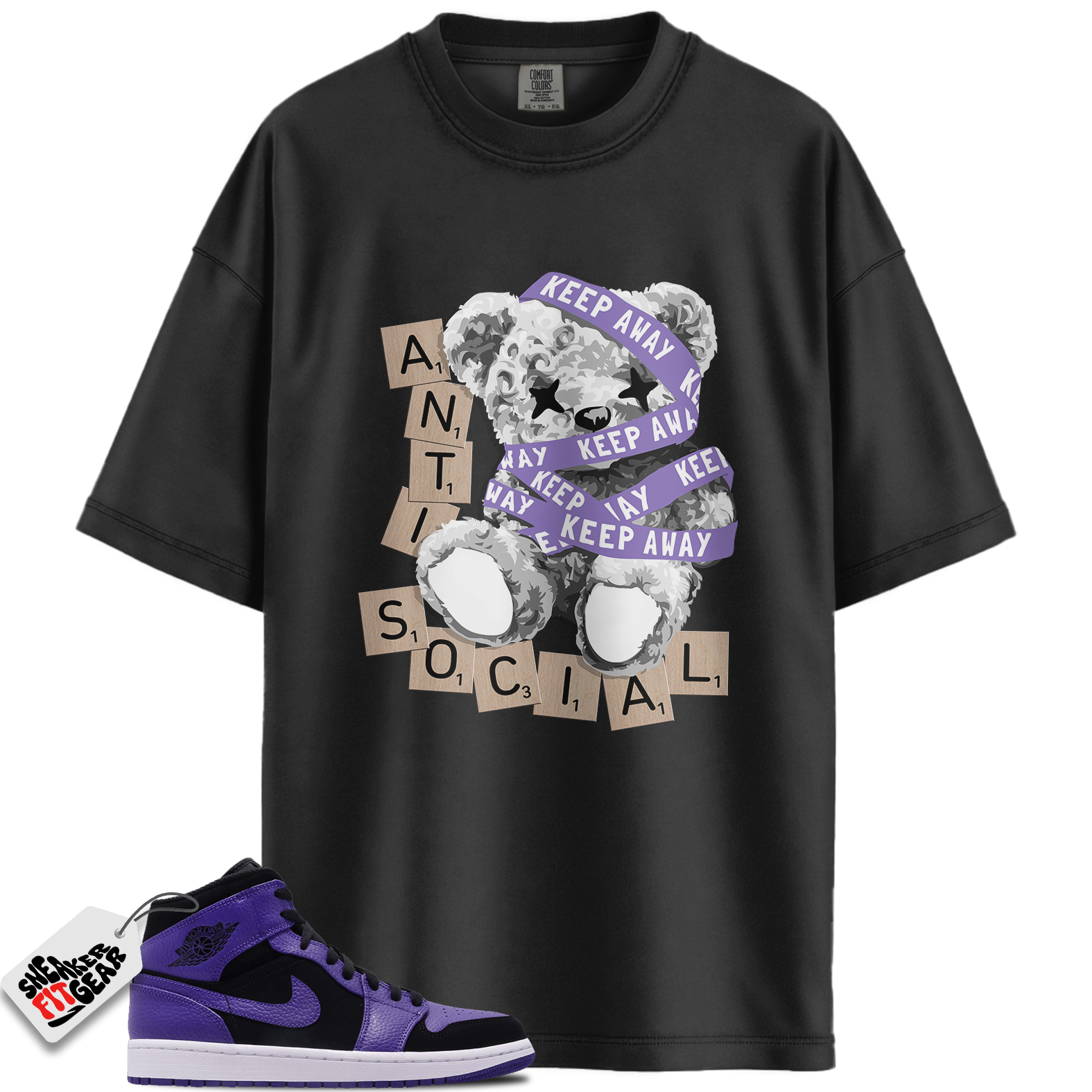 Jordan 1 Mid Purple Black Match Shirts, Anti Social To Match Jordan 1 Mid Purple Black