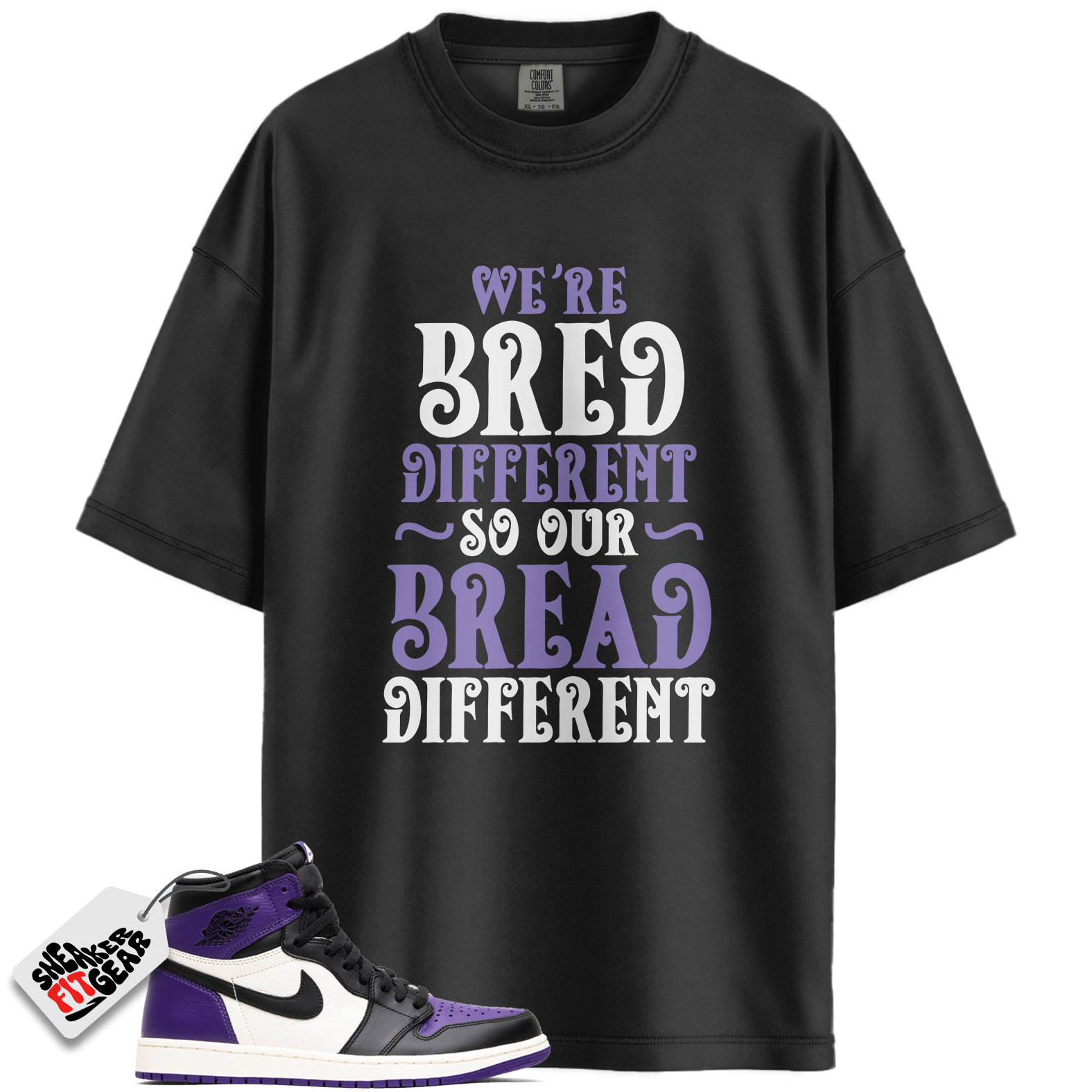 Jordan 1 Retro High Court Purple White Match Shirts, Bread Different To Match Jordan 1 Retro High Court Purple White