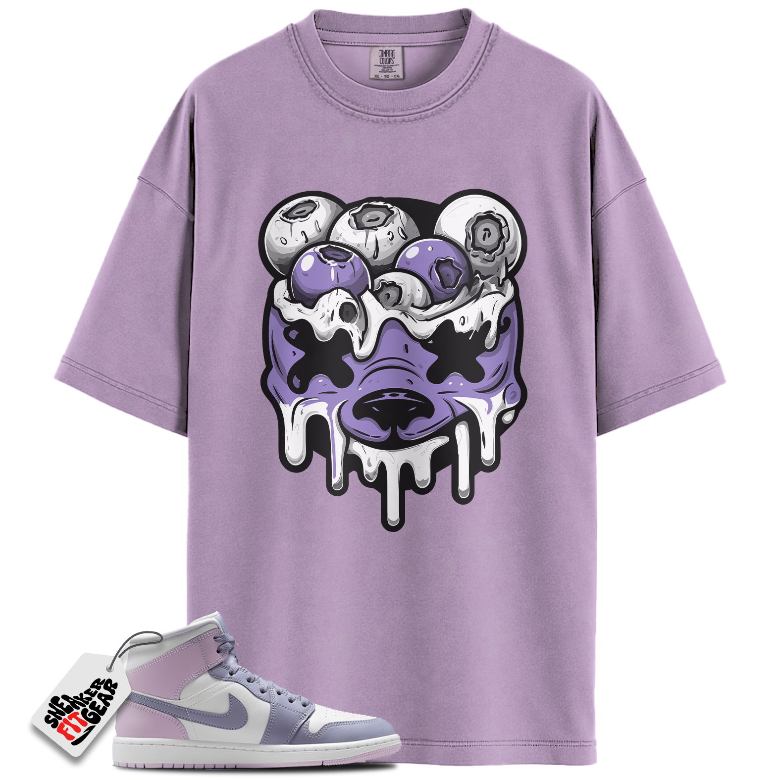 Women's Jordan 1 Mid Indigo Haze Doll White Match Shirts, DBEAR To Match Women's Jordan 1 Mid Indigo Haze Doll White