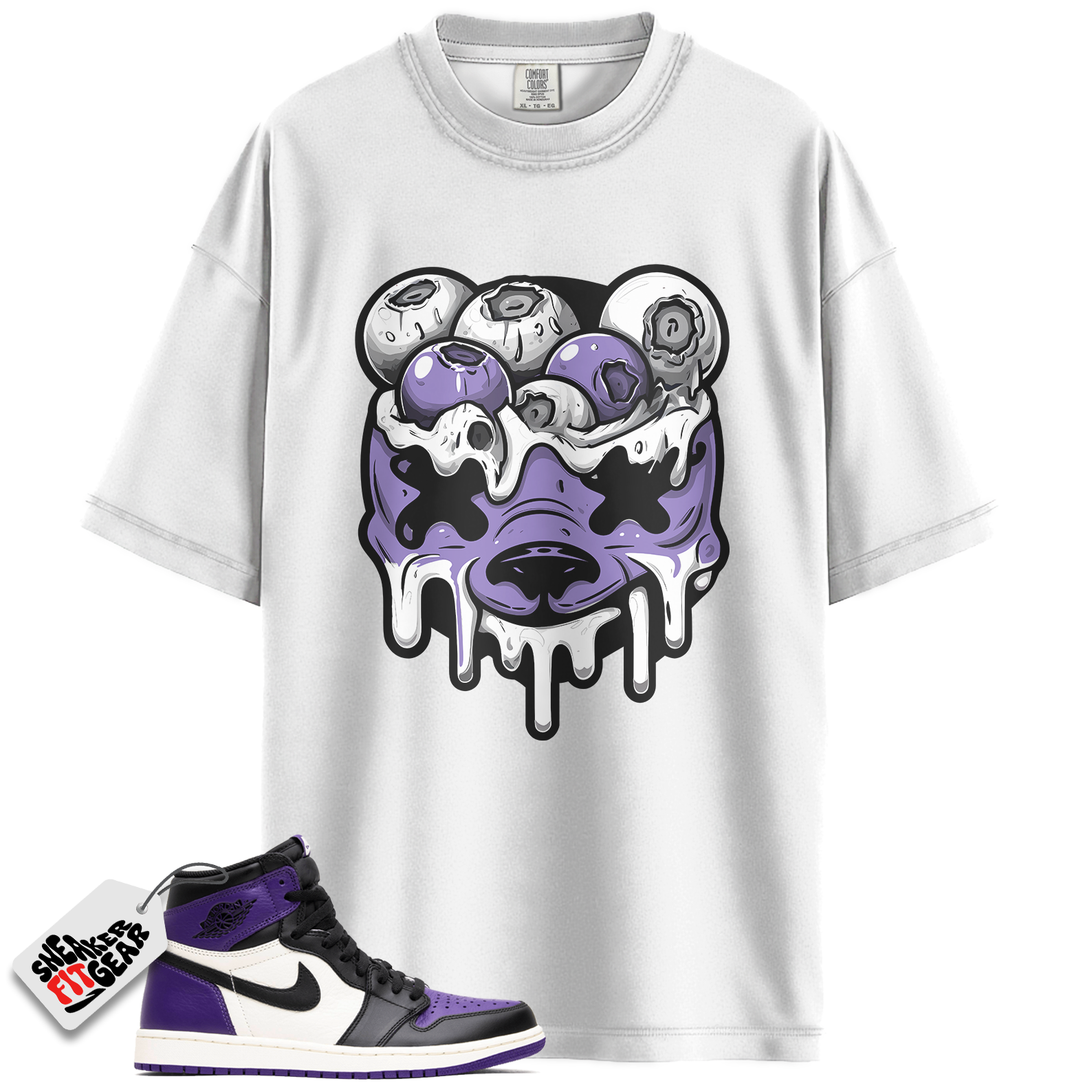 Jordan 1 Retro High Court Purple White Match Shirts, DBEAR To Match Jordan 1 Retro High Court Purple White