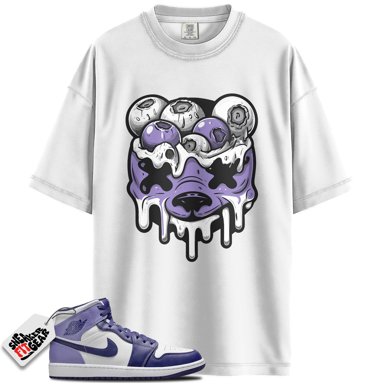 Jordan 1 Mid Sky J Light Purple Blueberry White Match Shirts, DBEAR To Match Jordan 1 Mid Sky J Light Purple Blueberry White