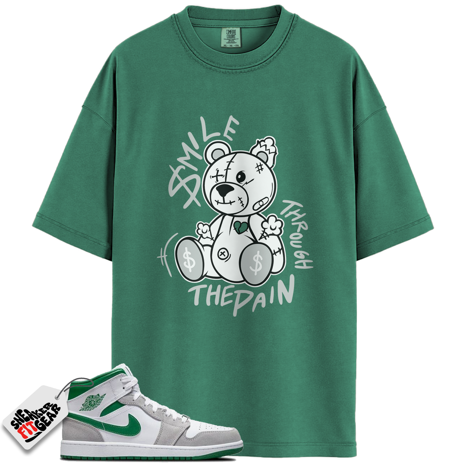 Jordan 1 Mid SE Grey Green Match Shirts, Smile Through The Pain To Match Jordan 1 Mid SE Grey Green