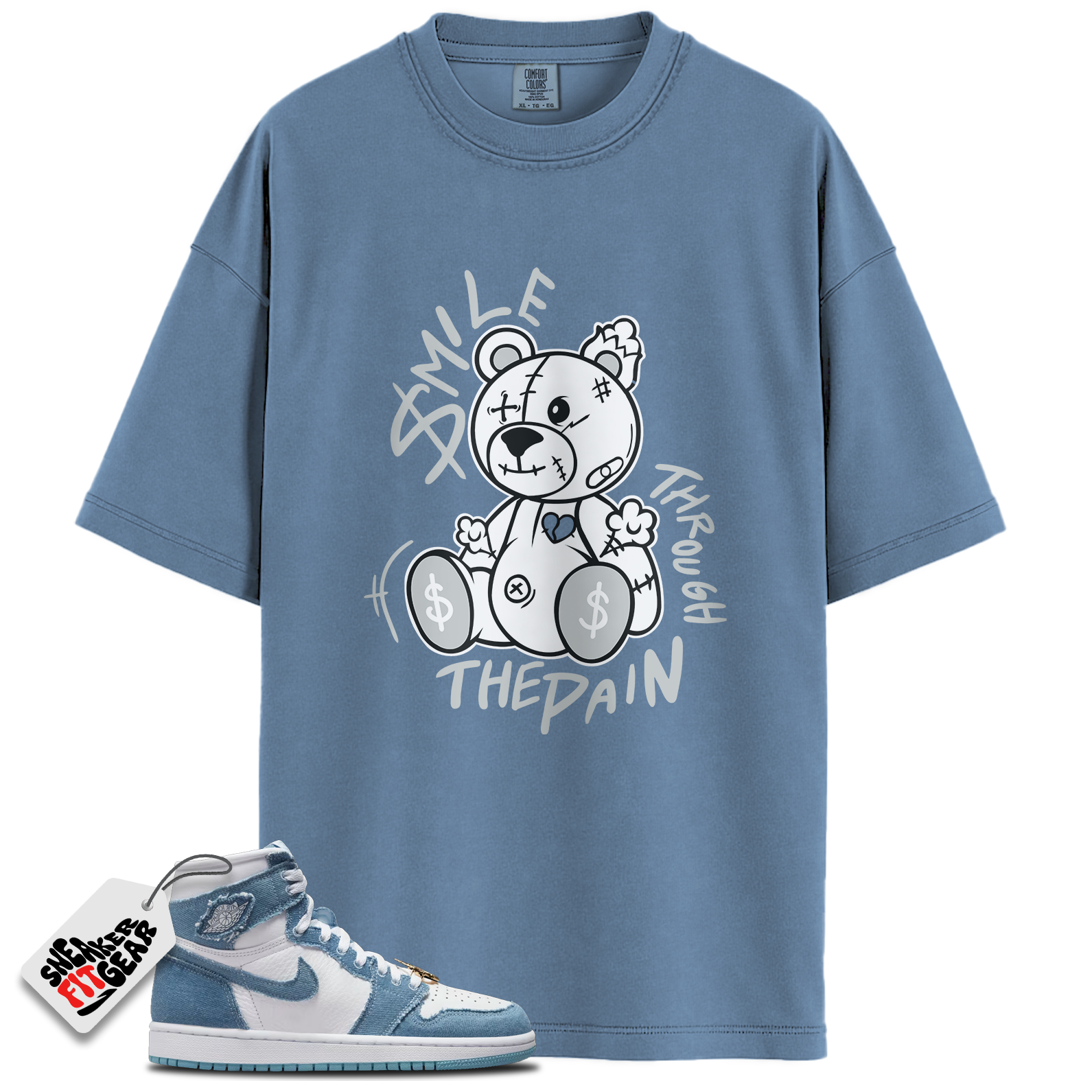Women's 1s High OG Denim Match Shirts, Smile Through The Pain To Match Women's 1s High OG Denim