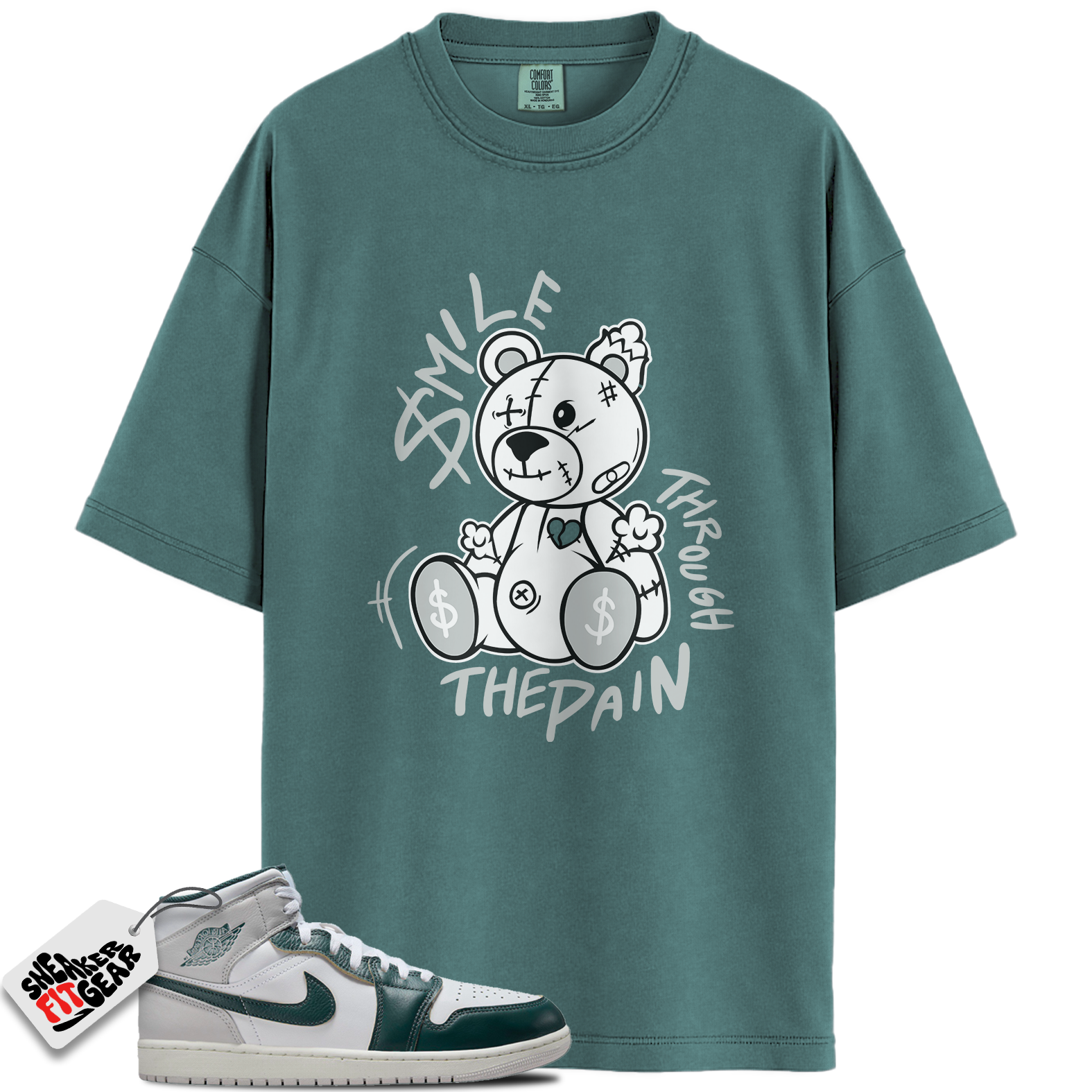 Jordan 1 Mid SE Oxidized Green Match Shirts, Smile Through The Pain To Match Jordan 1 Mid SE Oxidized Green Main image