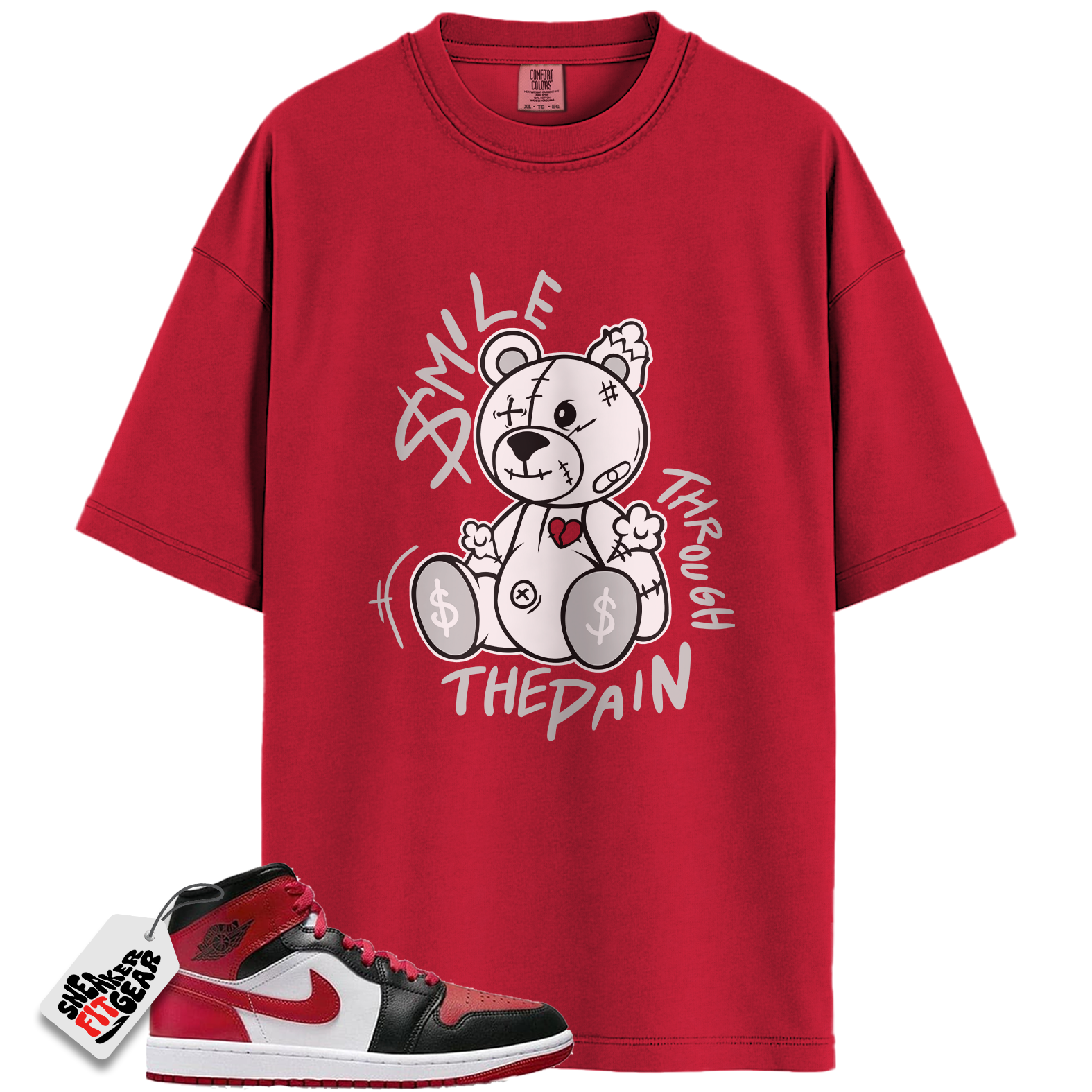Jordan 1 Mid Alternate Bred Toe Match Shirts, Smile Through The Pain To Match  Jordan 1 Mid Alternate Bred Toe