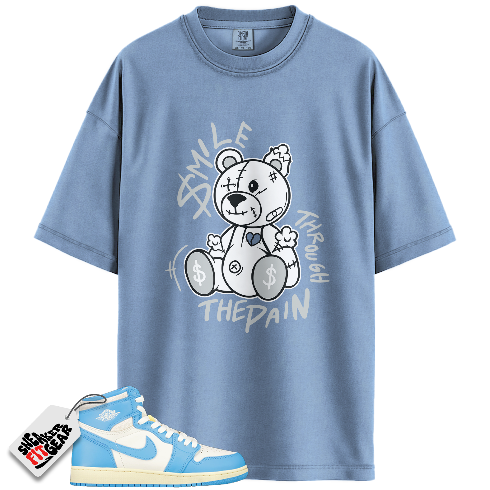 Jordan 1 Retro High OG UNC Reimagined Match Shirts, Smile Through The Pain To Match Jordan 1 Retro High OG UNC Reimagined